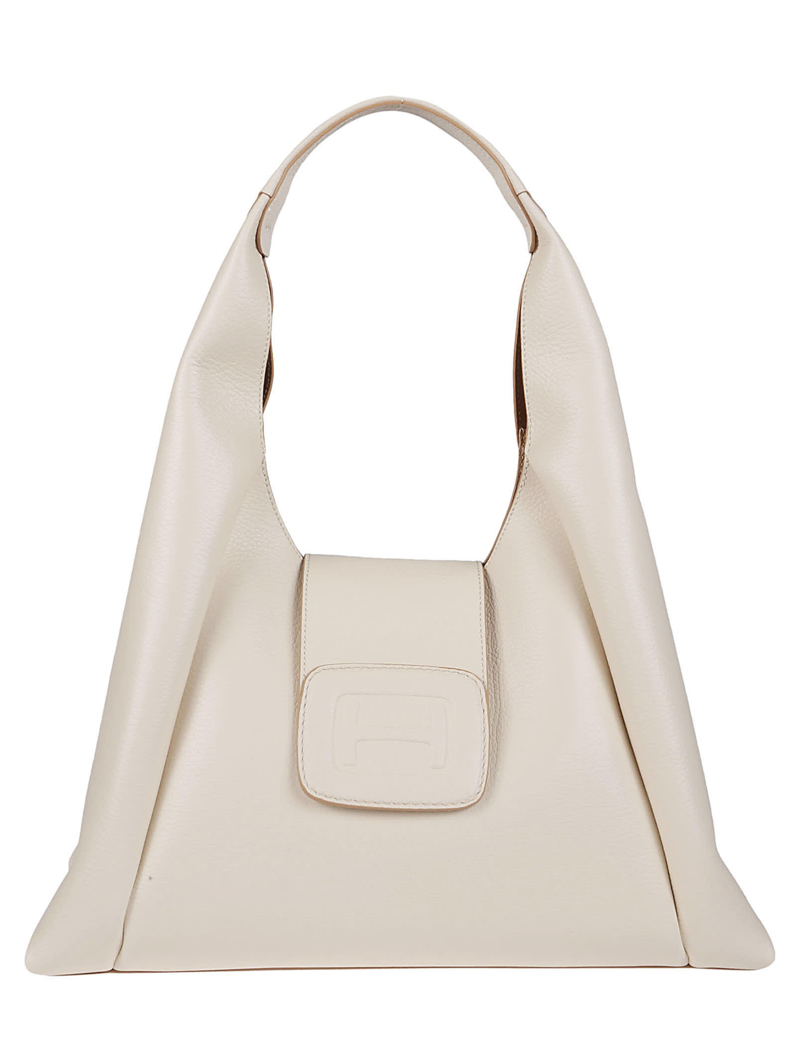 Shop Hogan Medium Hobo Bag In Bianco Marmo/deserto Chiaro
