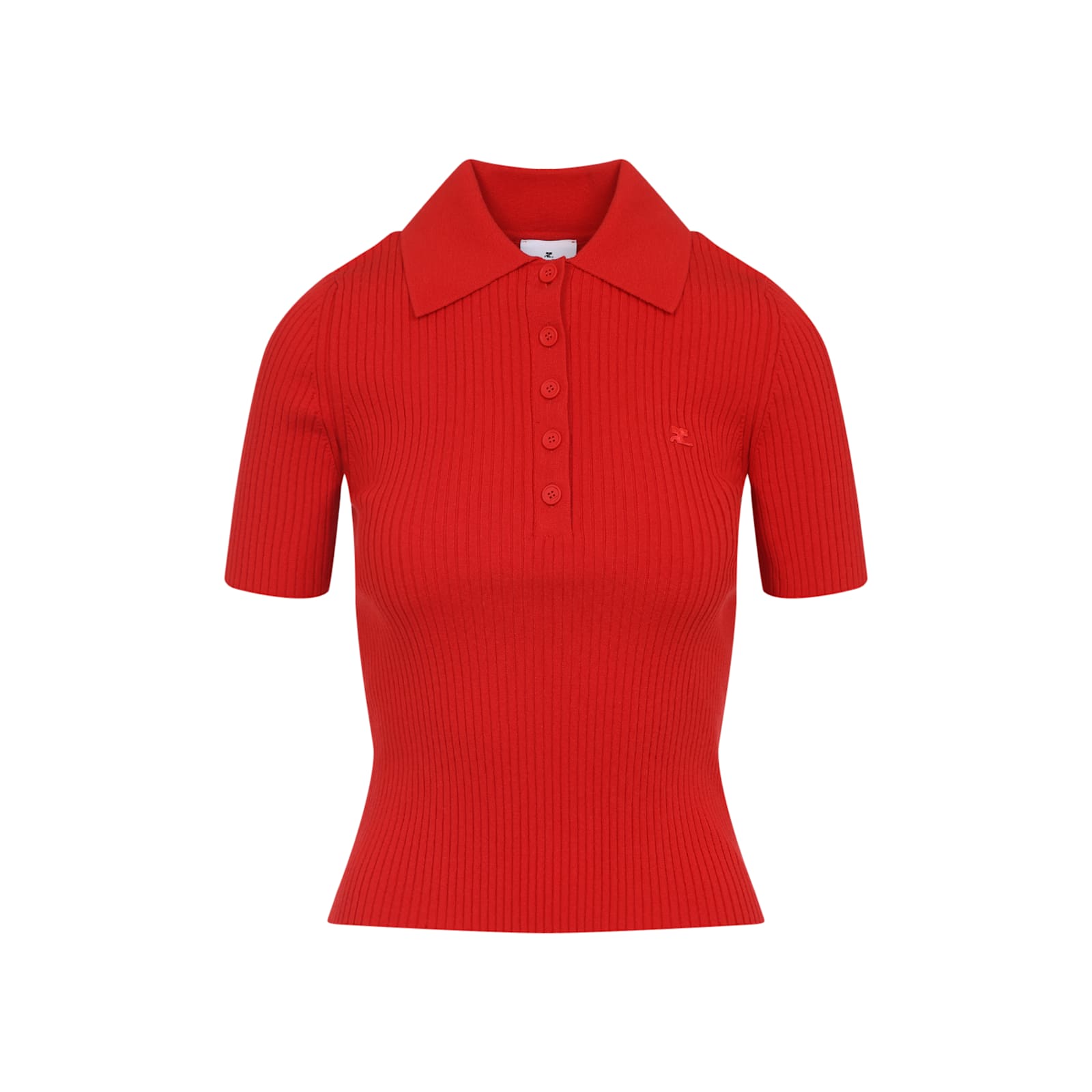 Courrèges Red Viscosa Blend Polo Shirt In Red