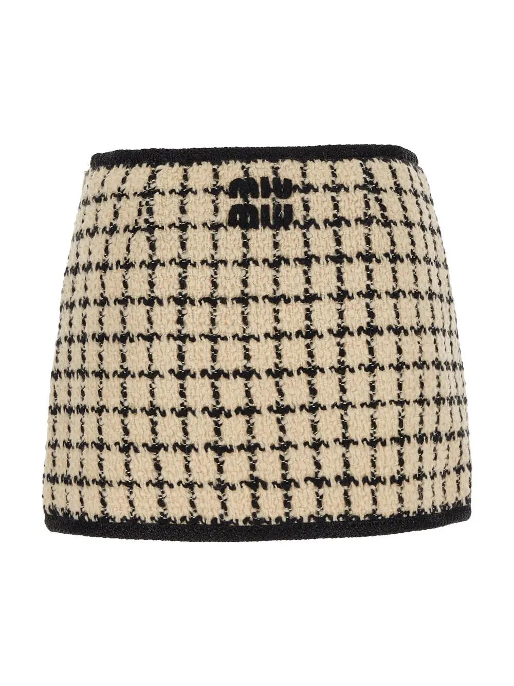 Shop Miu Miu Wool Mini Skirt In Avoiro E Nero