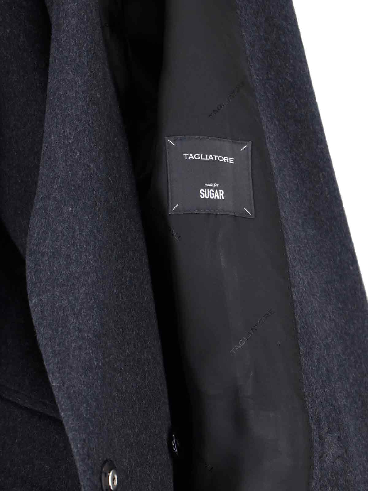 Tagliatore Notched Lapel Single-breasted Longline Jacket In Blue