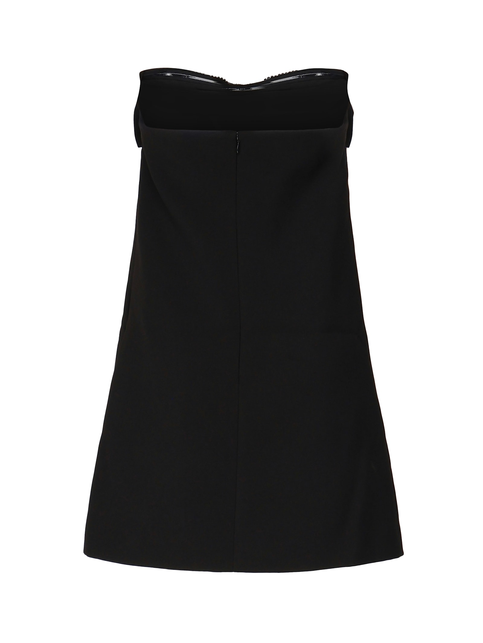 Self-portrait Black Sleeveless Mini Dress With Bandeau And Beaded Oversize Bow In Tech Fabric Woman In Black