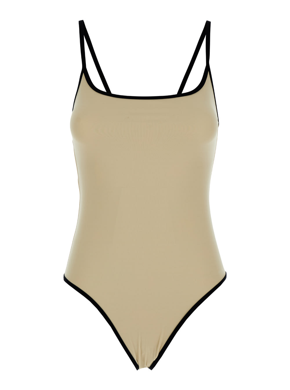 Totême Beige Swimsuit With Shoulder Straps In Techno Fabric Woman