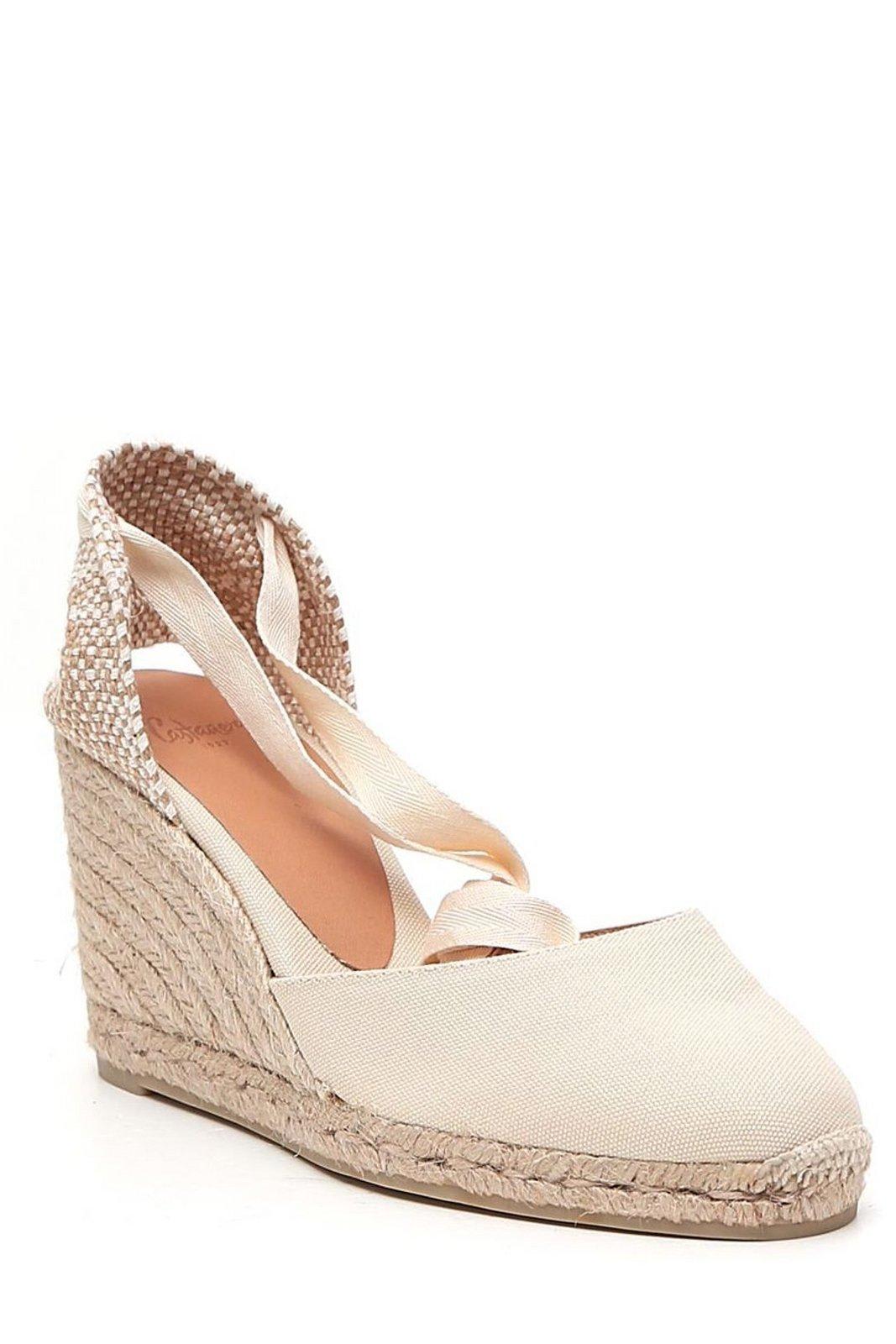 Shop Castaã±er Ankle-strap Wedge Sandals In White