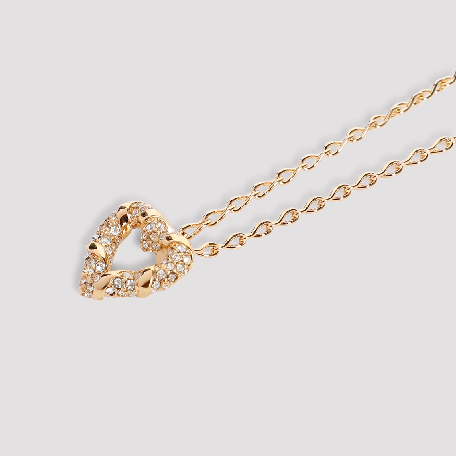 Shop Lanvin Melodie Heart Necklace In Gold Crystal