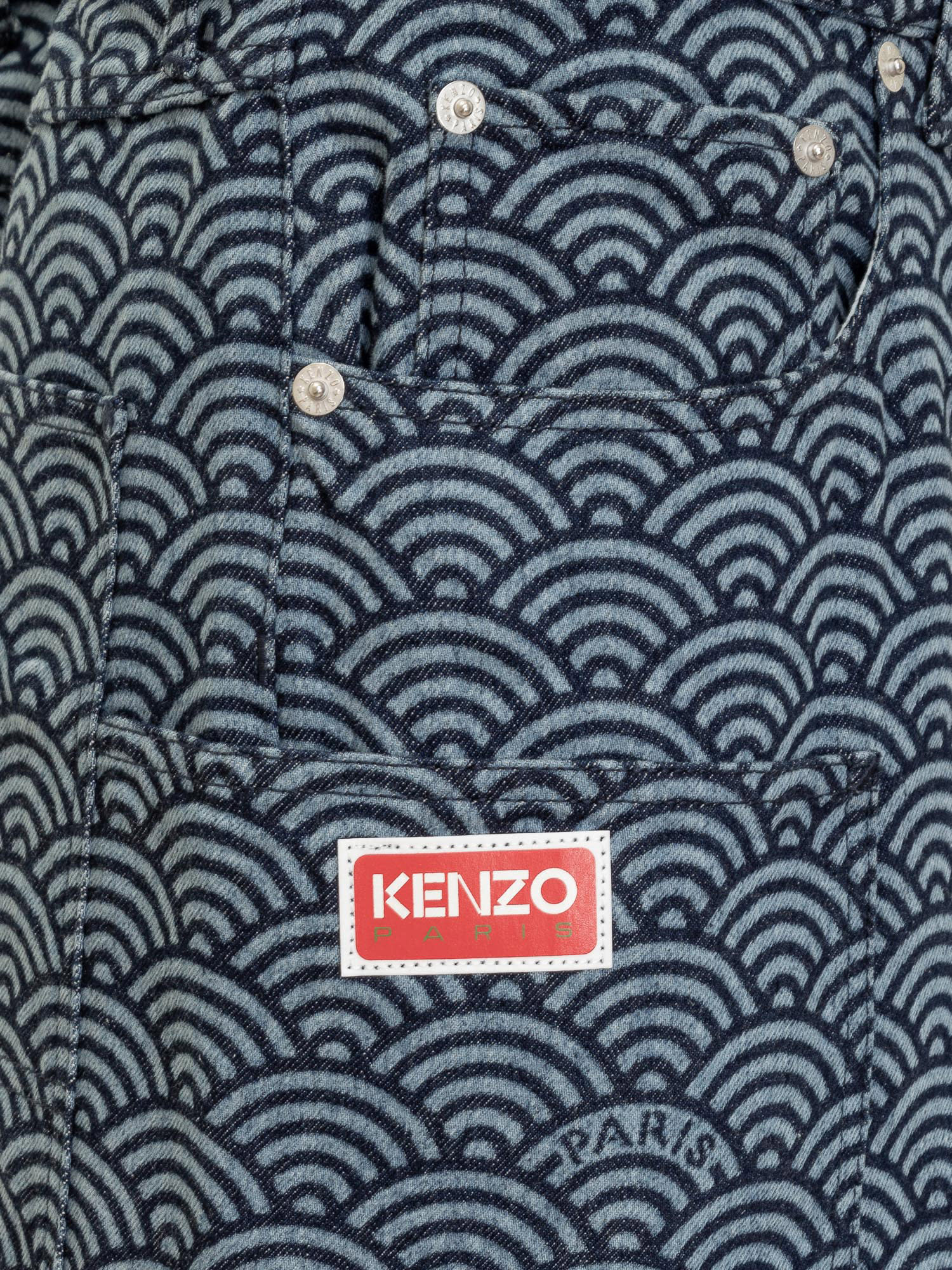 Shop Kenzo Seigaiha Cargo Jeans In Rinse Blue Denim