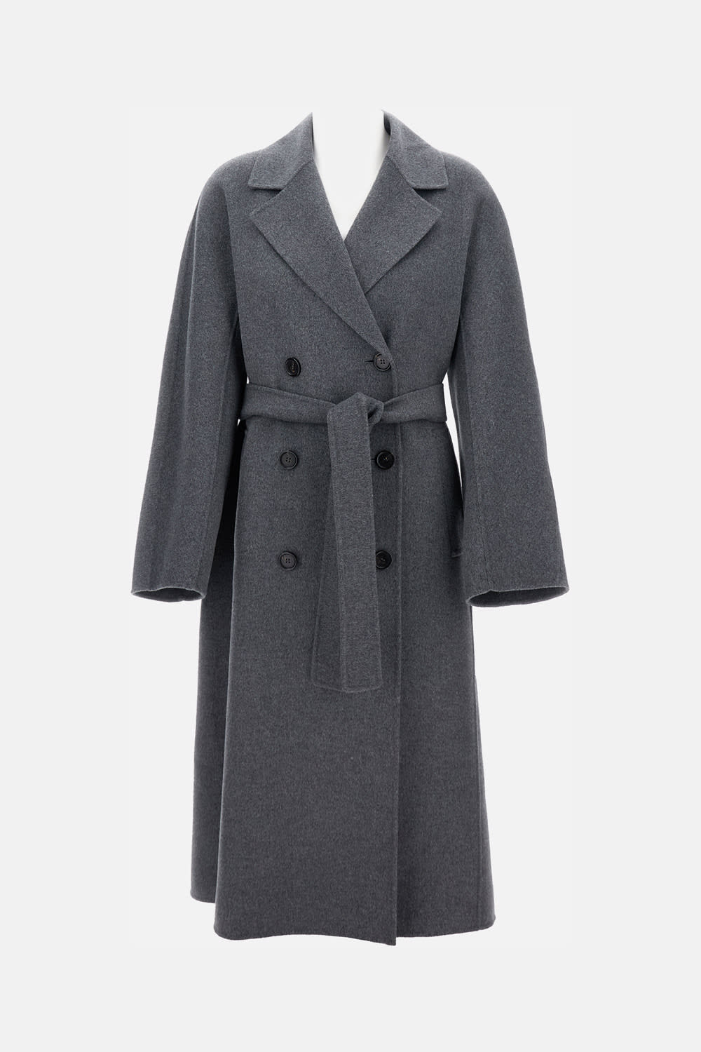 S Max Mara Double-breasted Belted Coat In Gray