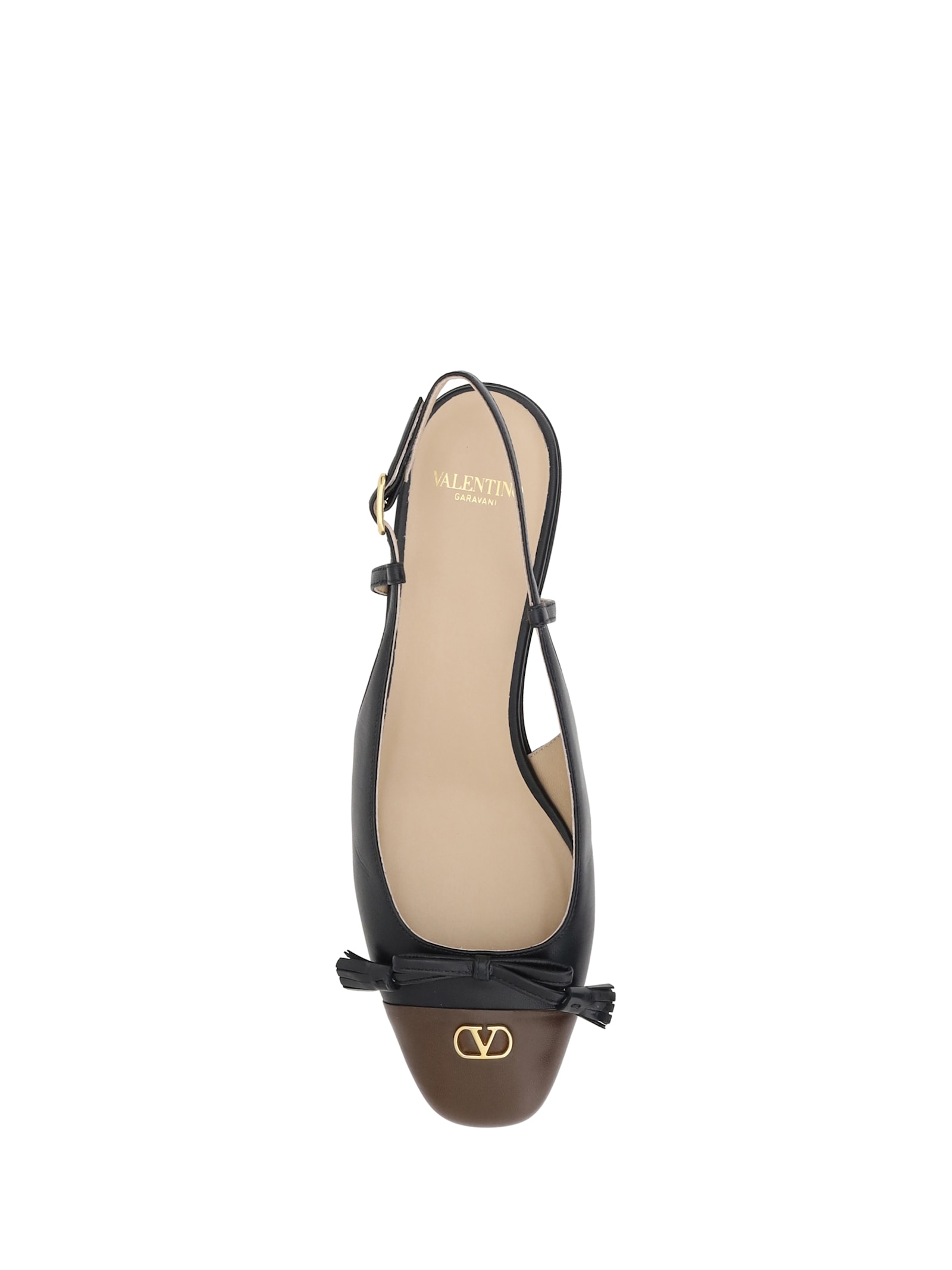 Valentino Garavani Women Two-tone Leather Valet Du Roe Ballerinas In Black