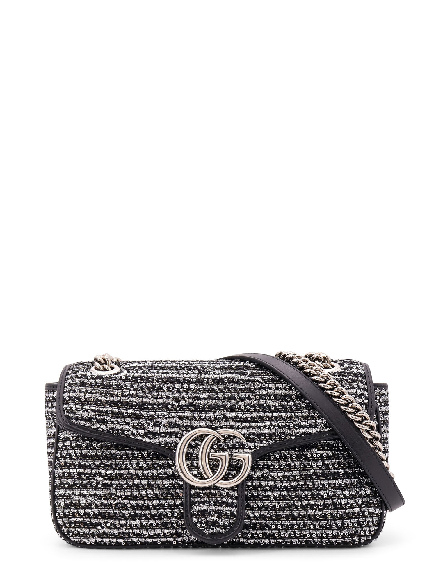 Gucci Gg Marmont Fabric And Leather Shoulder Bag With All-over Sequins