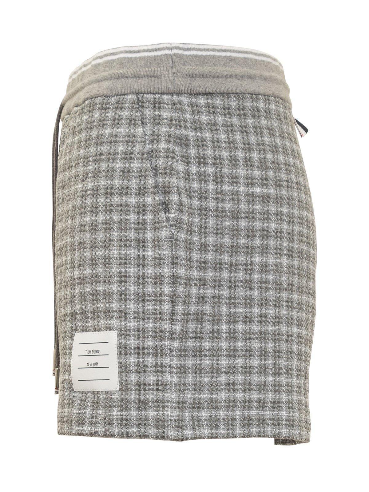 Shop Thom Browne Checked Tweed Drawstring Shorts In Grey