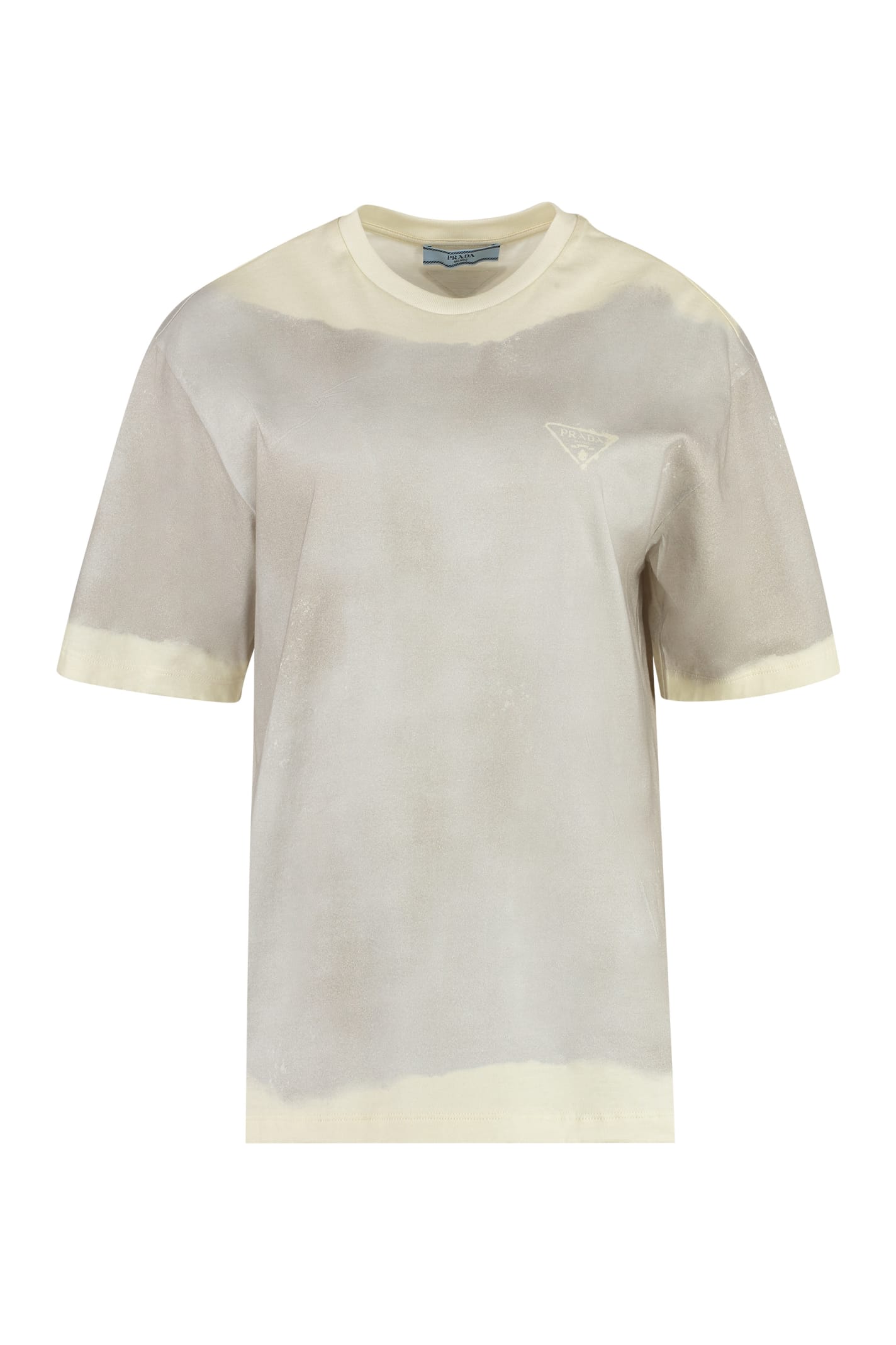 Shop Prada Cotton Crew-neck T-shirt In Grey