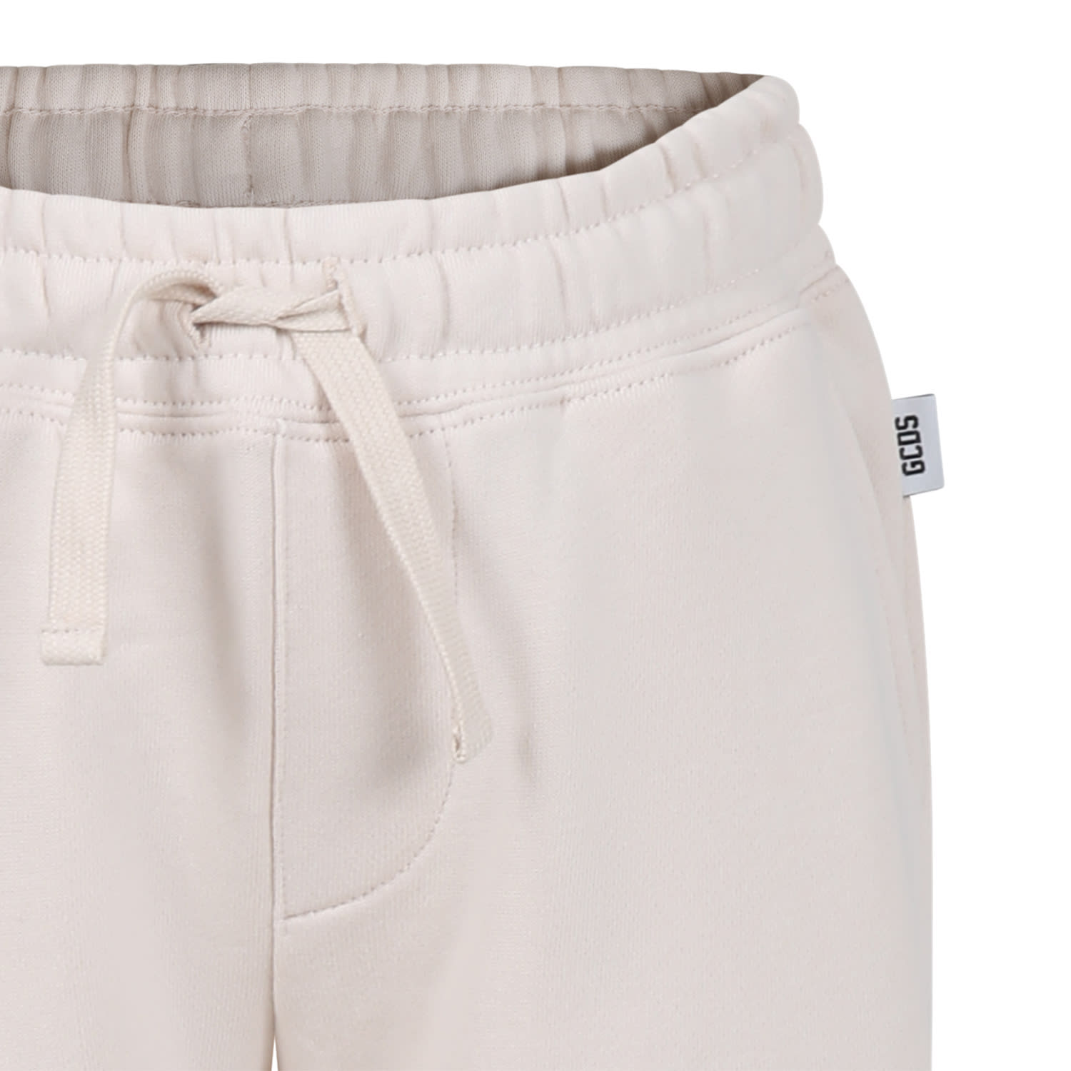 Shop Gcds Mini Beige Trousers For Boy With Logo
