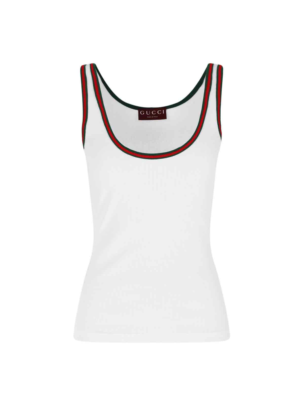 Gucci Ribbed Tank Top Web In White