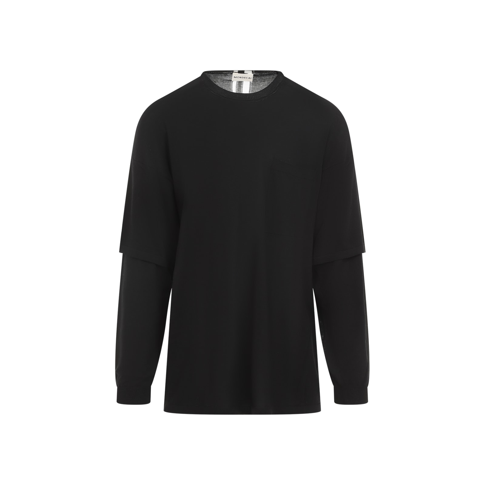 Shop Mordecai Fresco Double Layer Sweater In Black