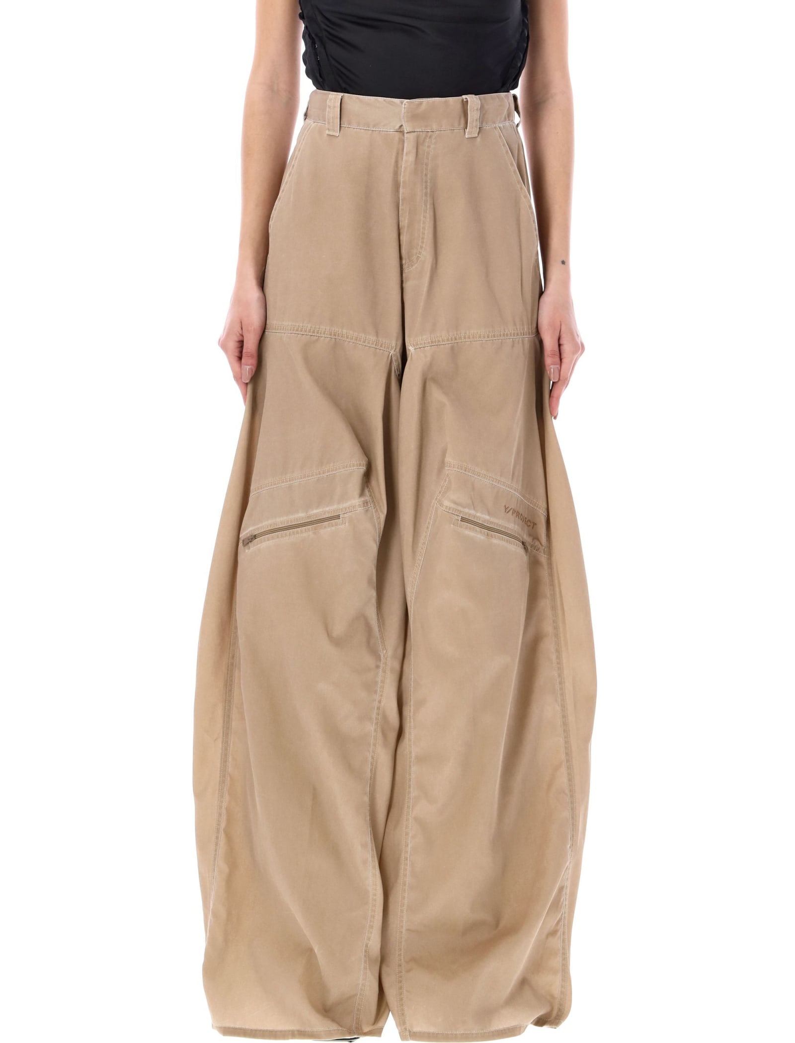 Y/project Washed Pop-up Pant In Washed Beige