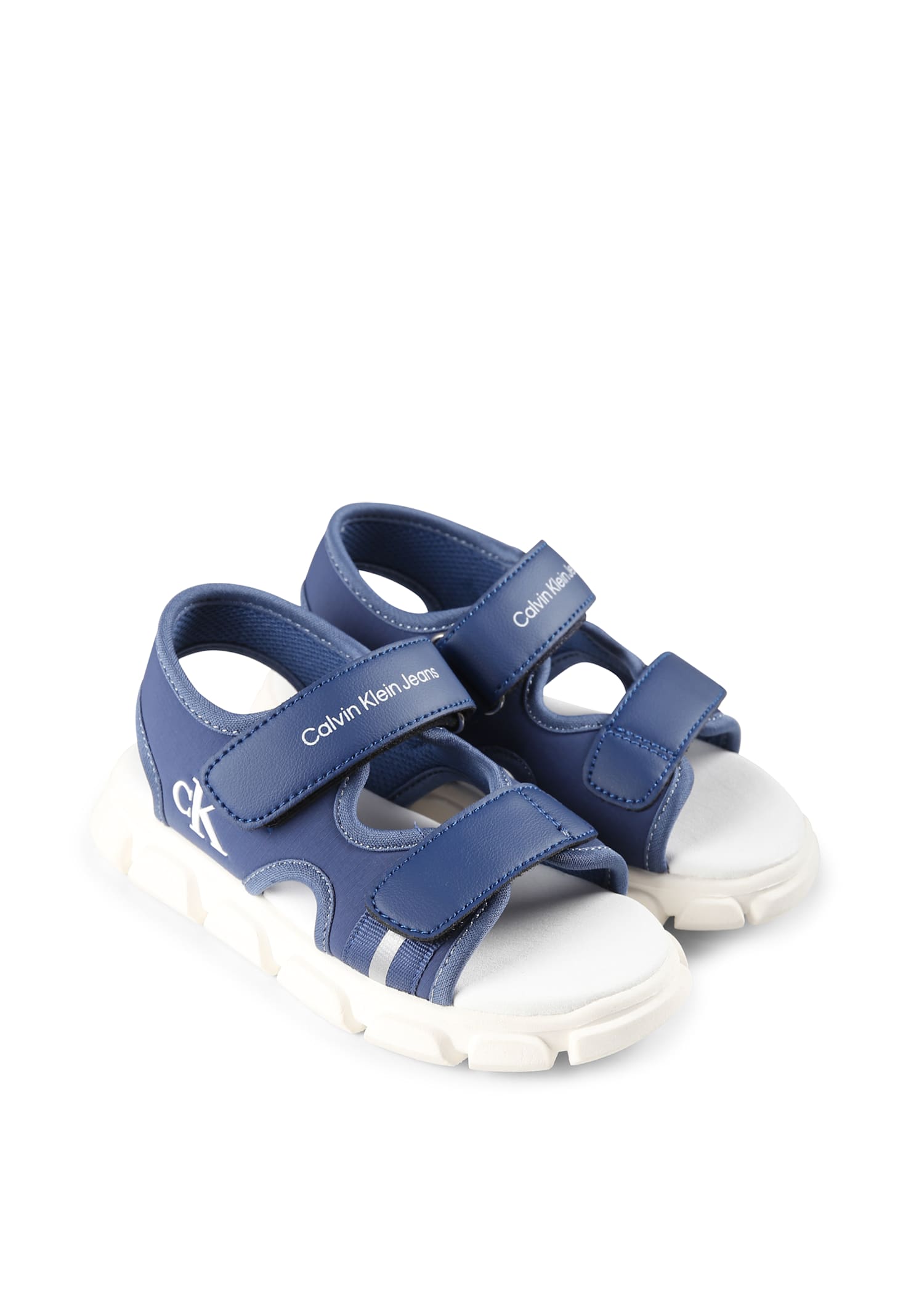 Calvin Klein Beige Sandals For Boy With Logo In Blue