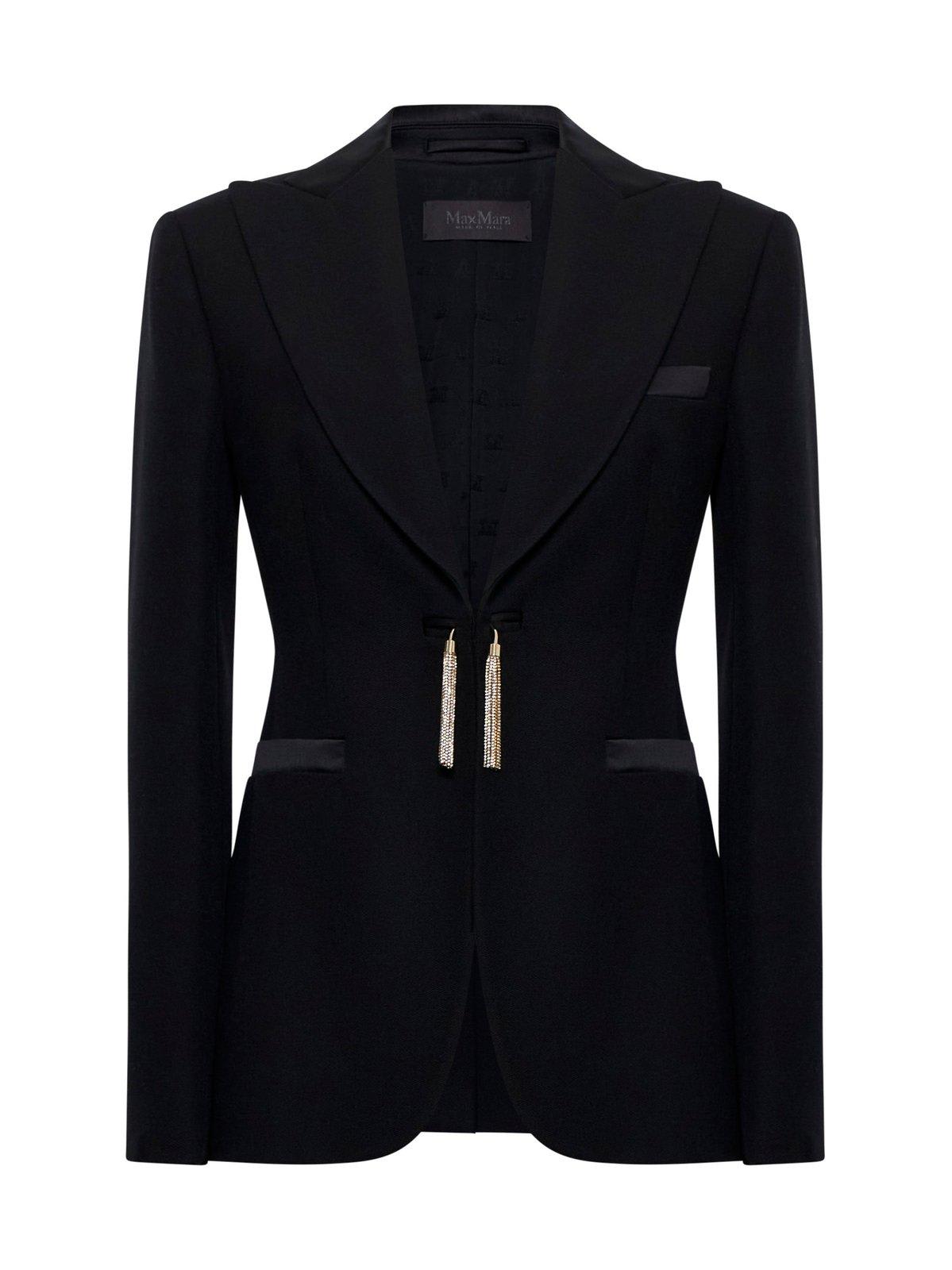 Shop Max Mara Tassel Detailed Collared Jacket In Black