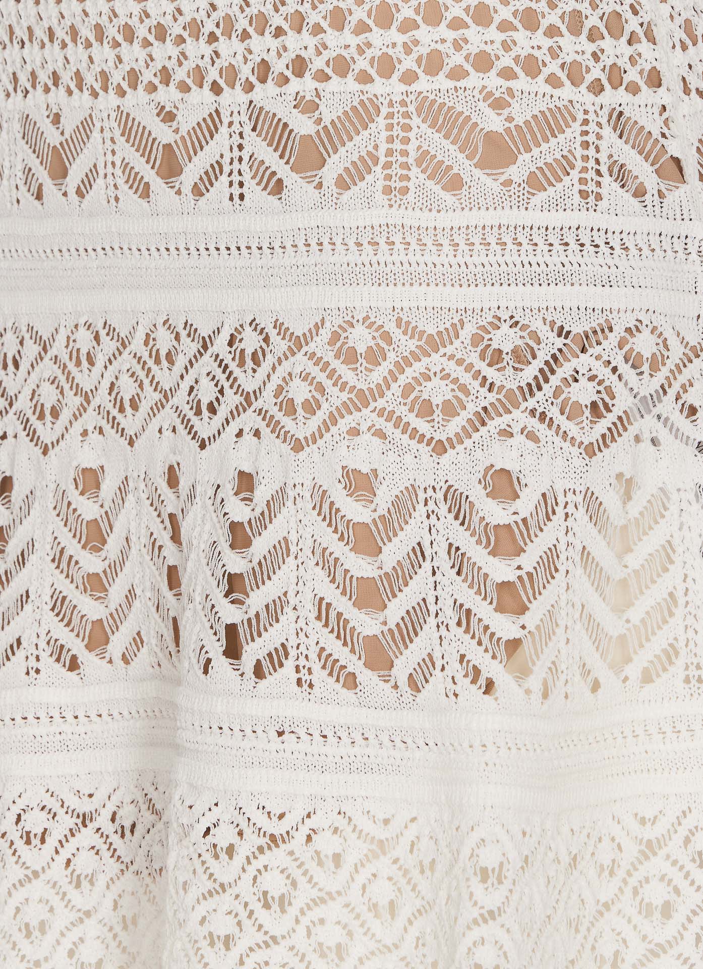 Shop Twinset Lace Effect Mini Knit Dress In White