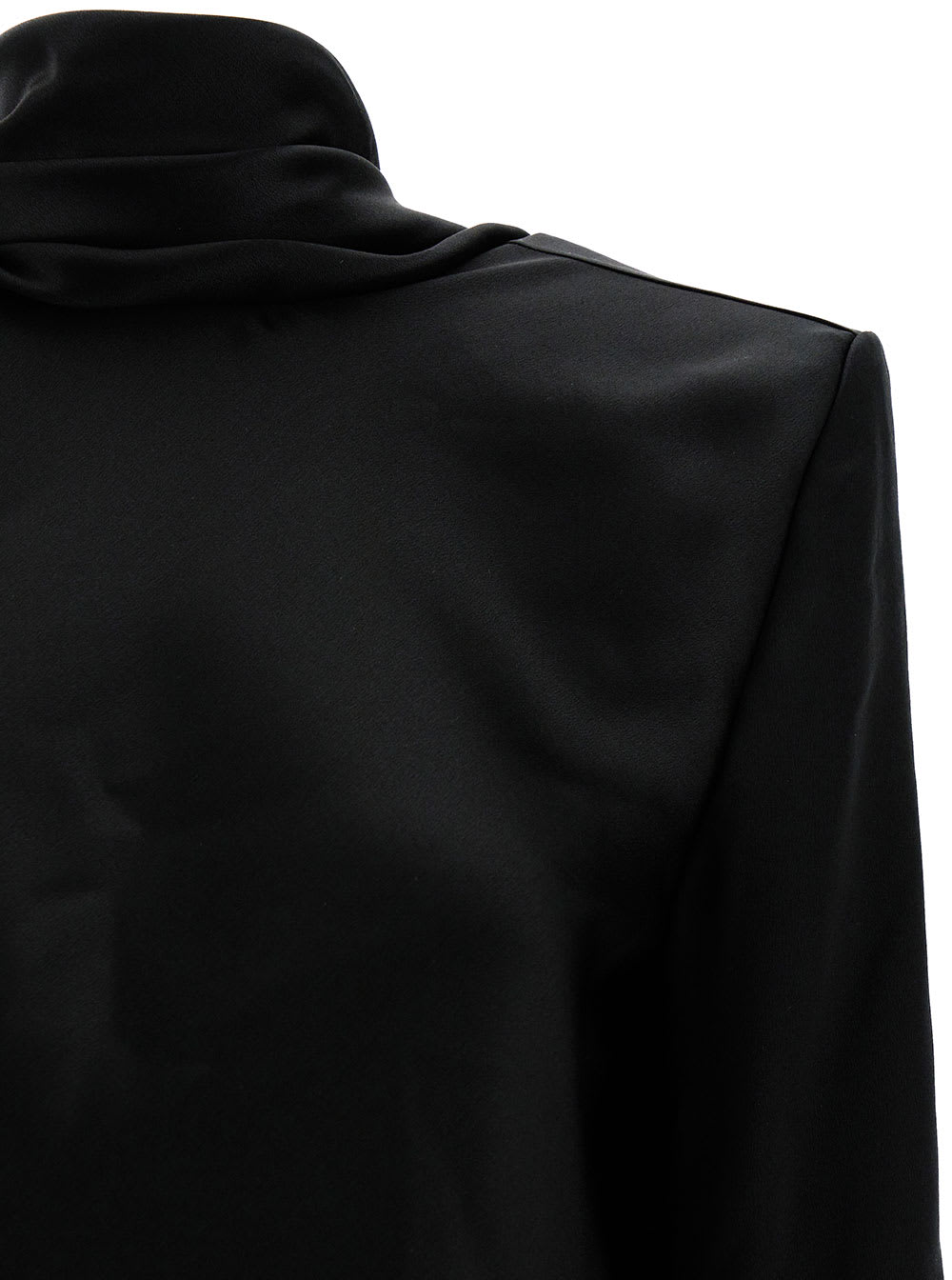 Shop Saint Laurent Black Blouse With Cowl-back In Silk Satin Woman