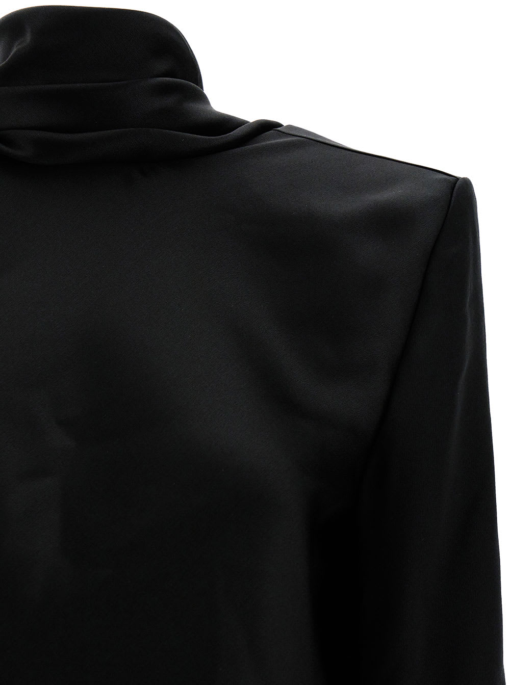 Saint Laurent Black Blouse With Cowl-back In Silk Satin Woman In Black