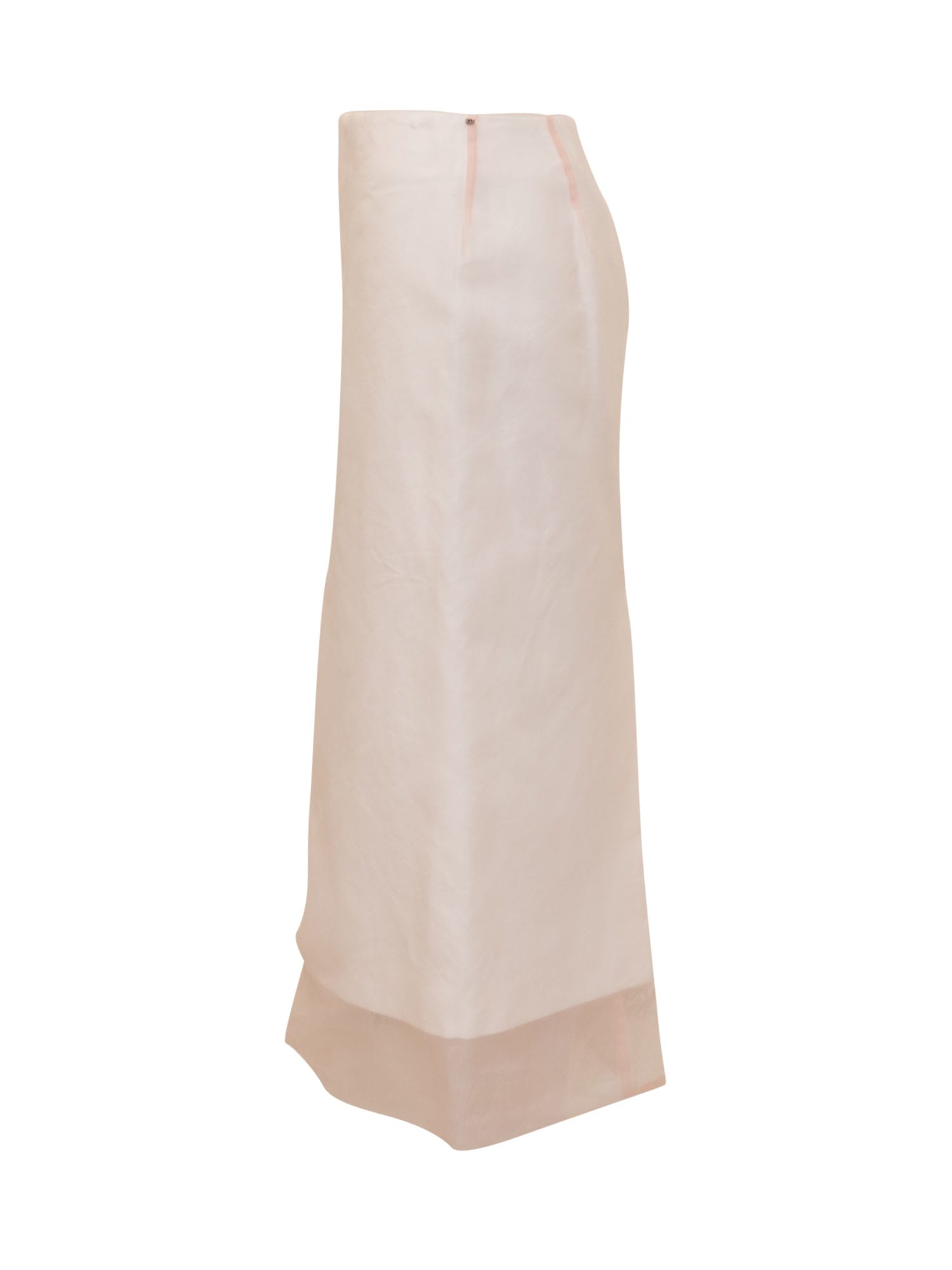 Shop Sportmax Cotton And Linen Blend Skirt In Bianco-blush