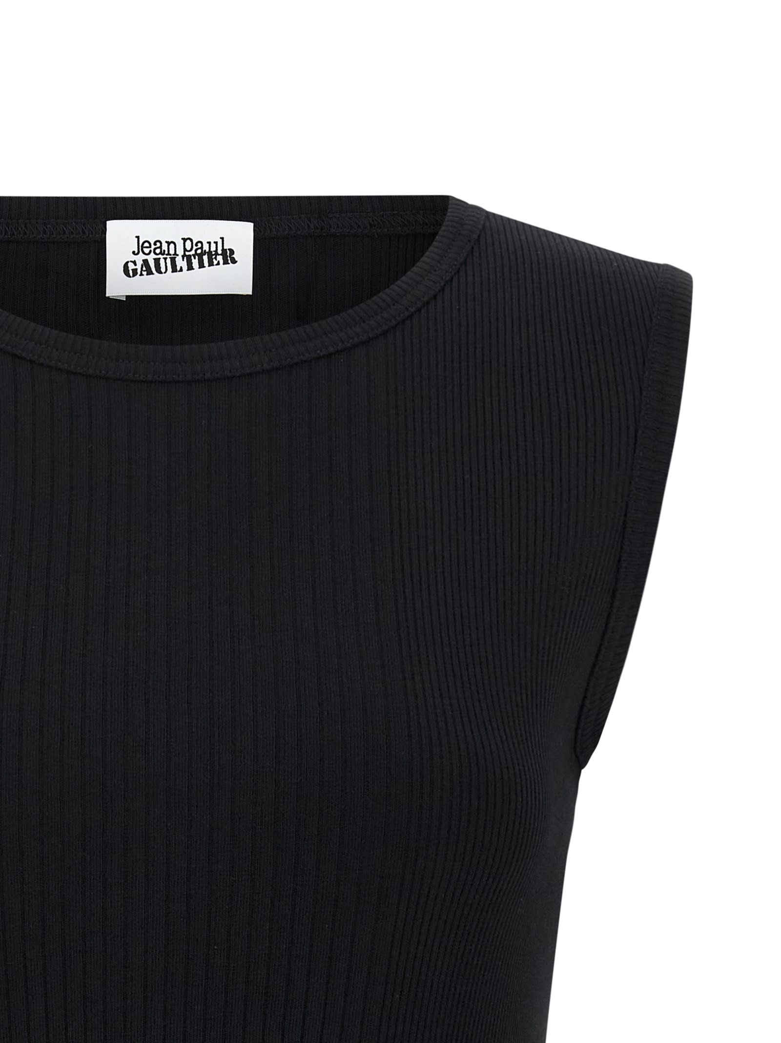 Jean Paul Gaultier Women Ribbed Tank Top With Lingerie Garter In Black