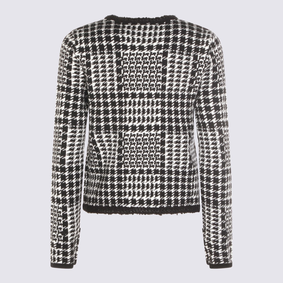 Twinset Houndstooth Pattern Jacket With Faux Fur Accents In Black