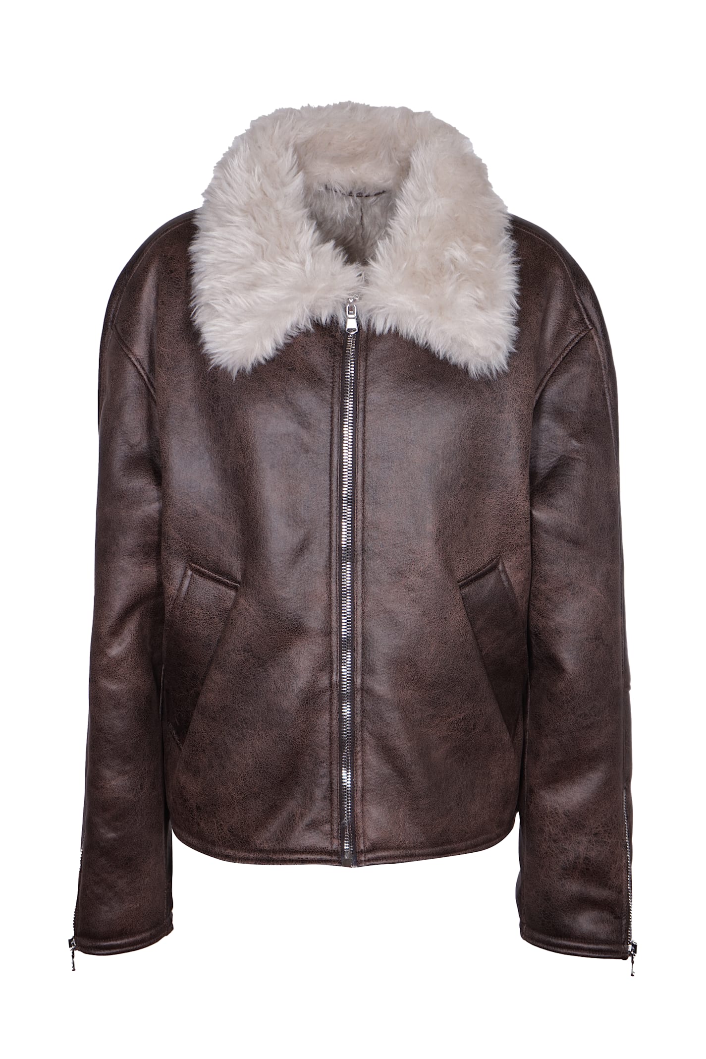 Shop Séfr Asante Jacket In Faux Aviator