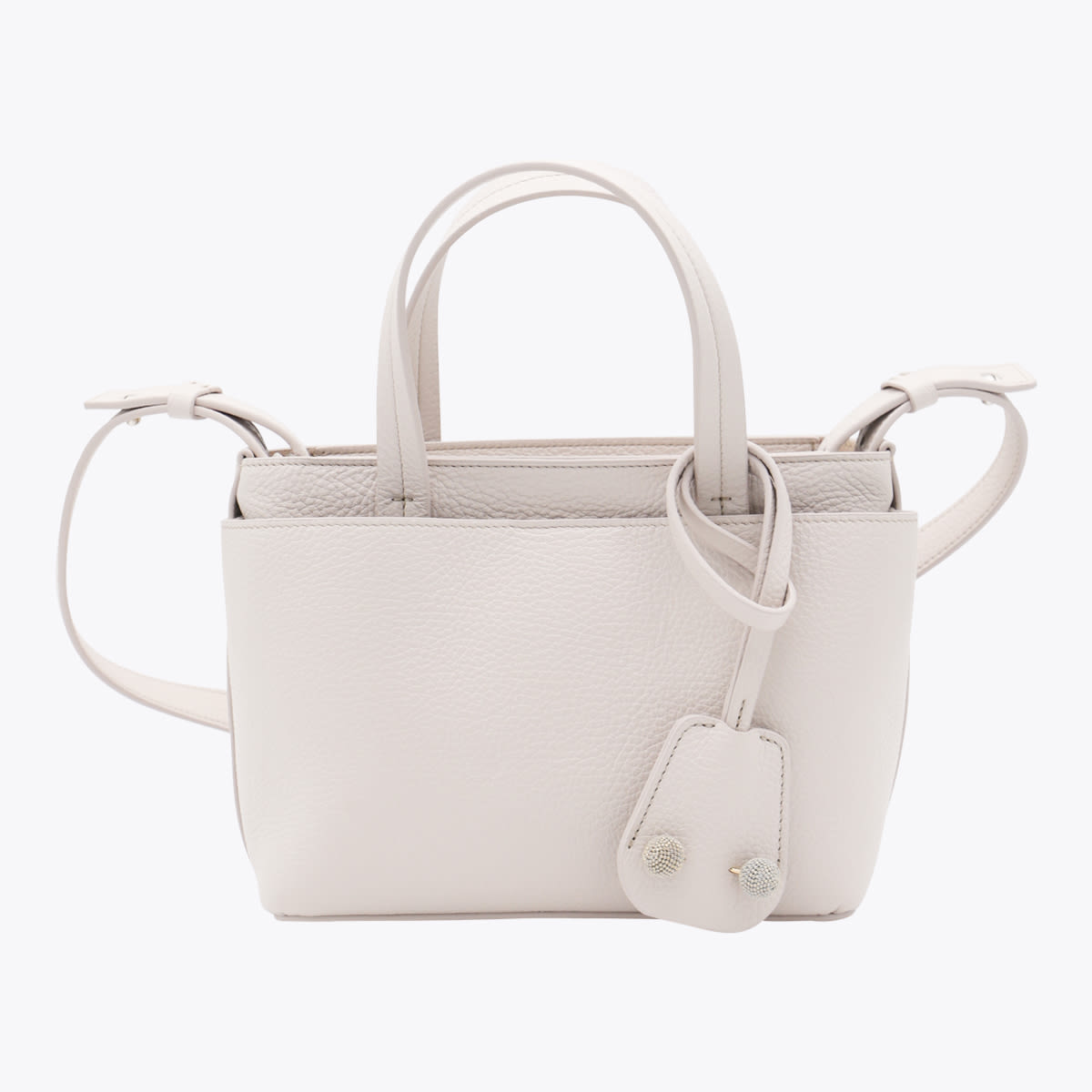 White Leather Top Handle Bag