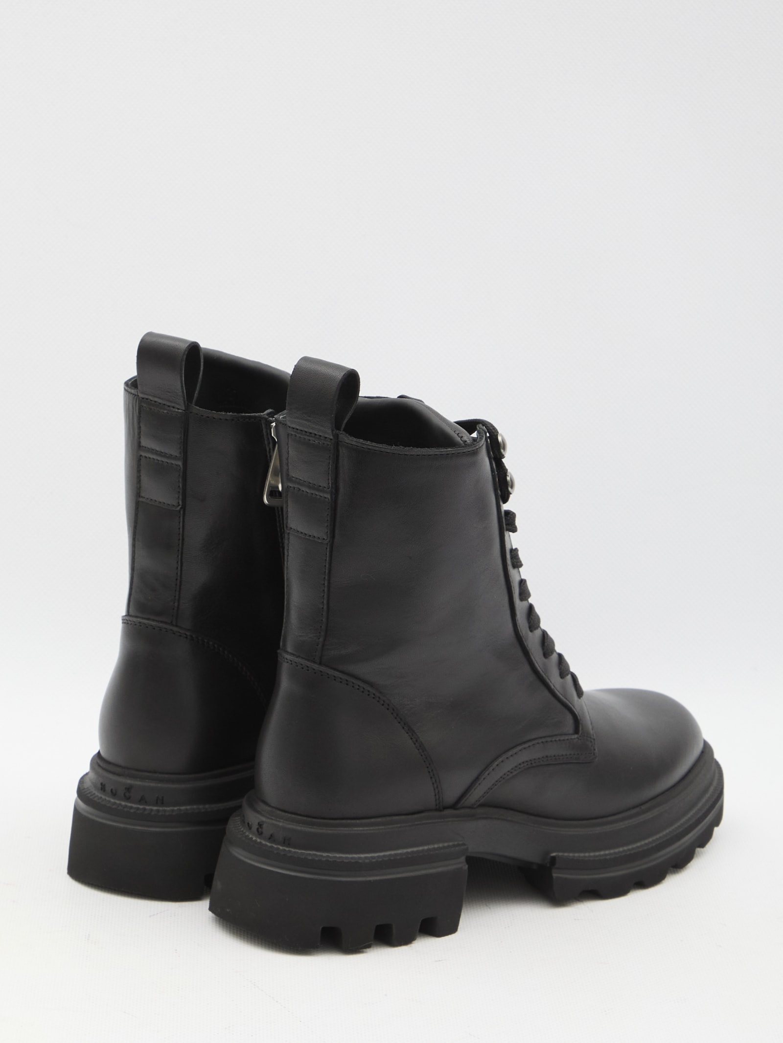 Shop Hogan H674 Combat Boots In Nero