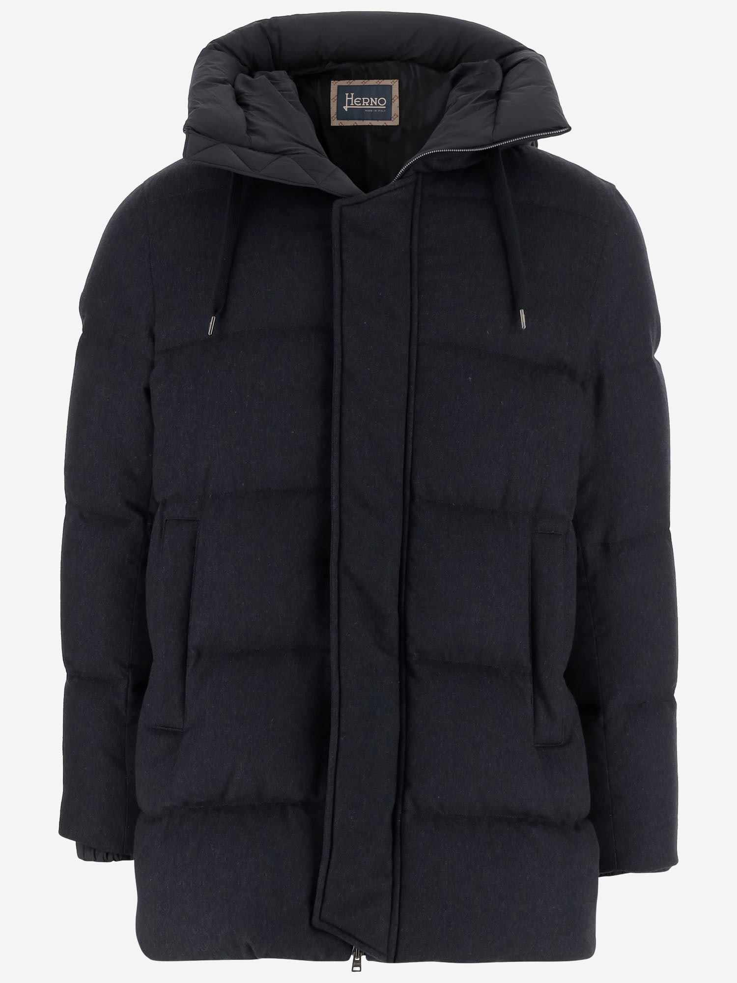Herno Silk And Cashmere Padded Down Jacket In Blue