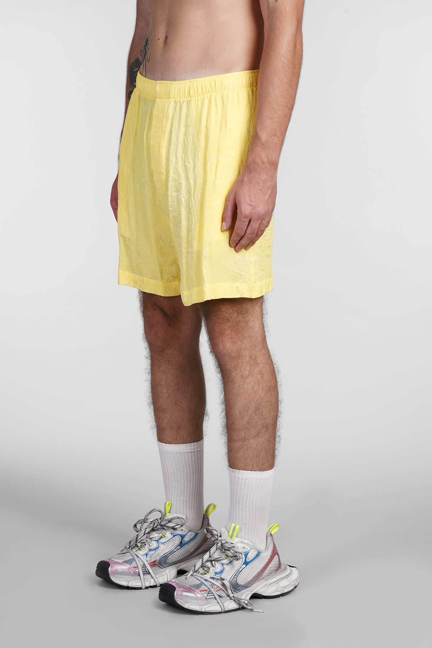 Balenciaga Shorts In Yellow Silk In Yellow