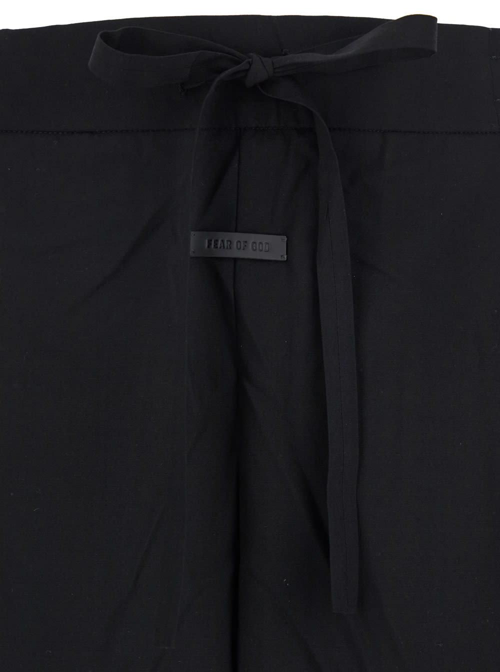 Fear Of God Black Pants With Front Knot Closure And Logo Patch In Cotton And Wool Blend Woman In Black