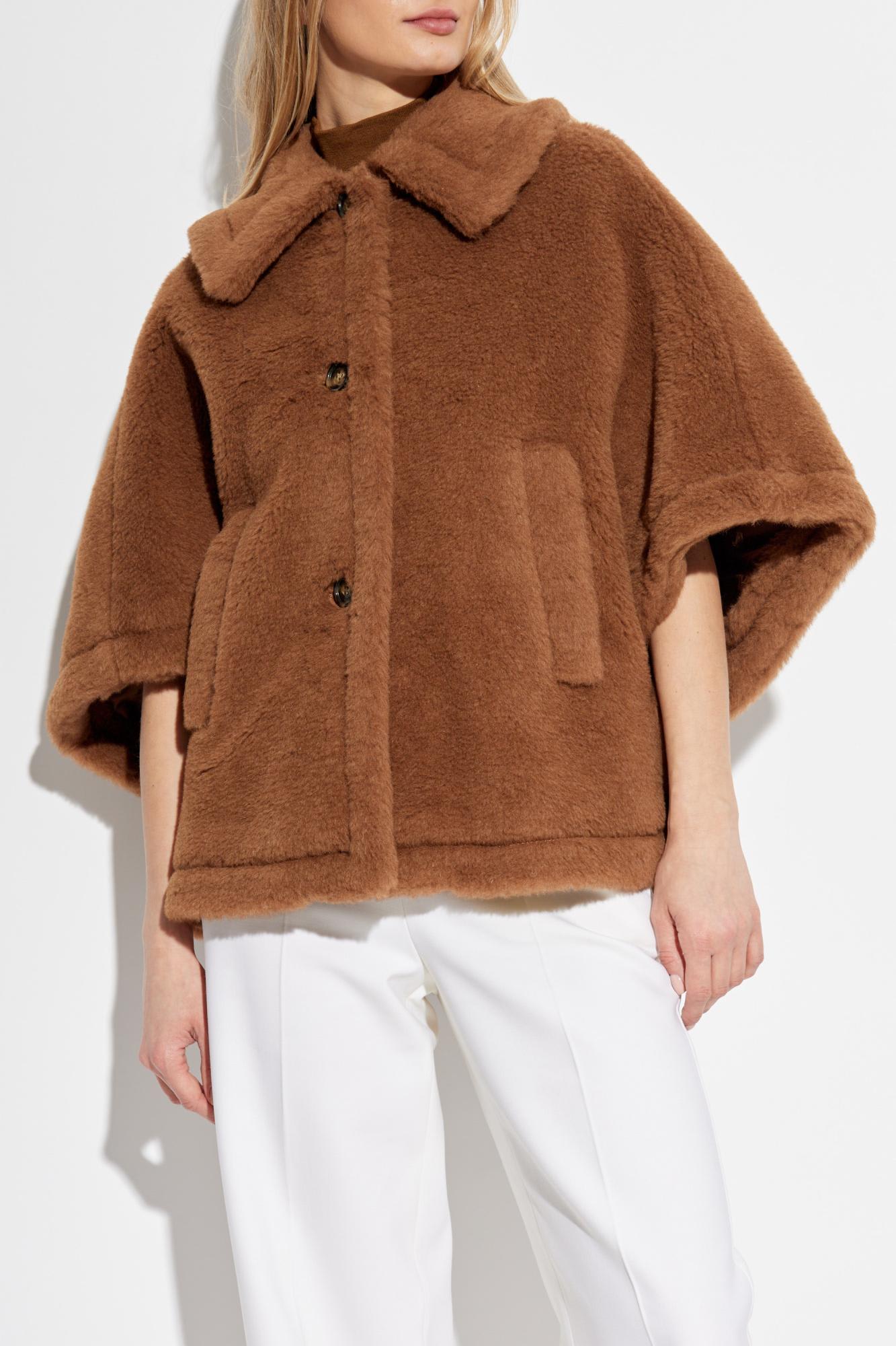 Max Mara Camel-coloured Cape In Teddy Fabric In Camel