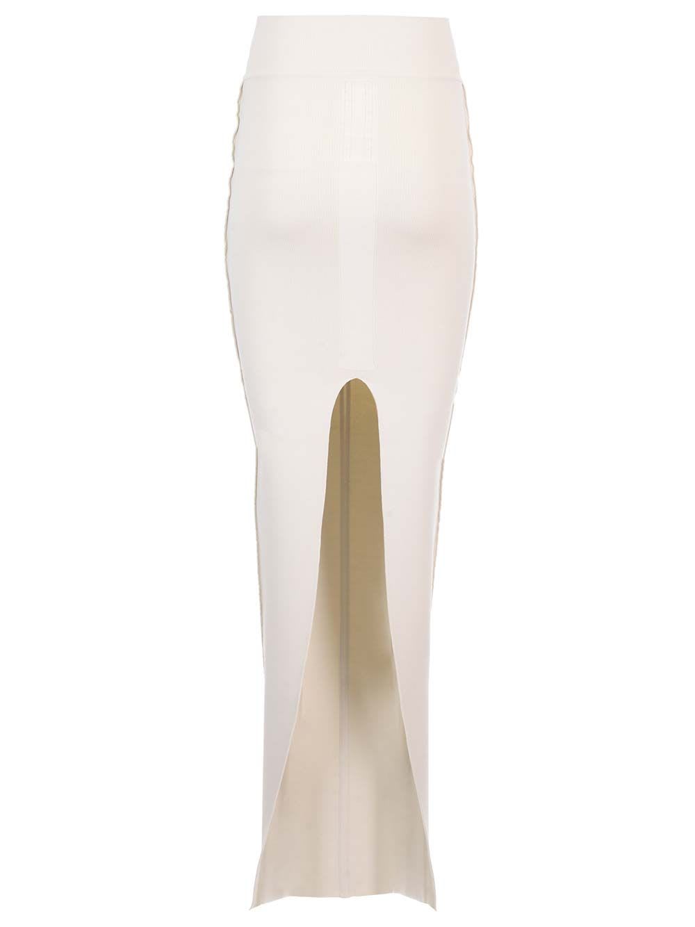 Rick Owens Knit Fitted Long Skirt Jackets White In White