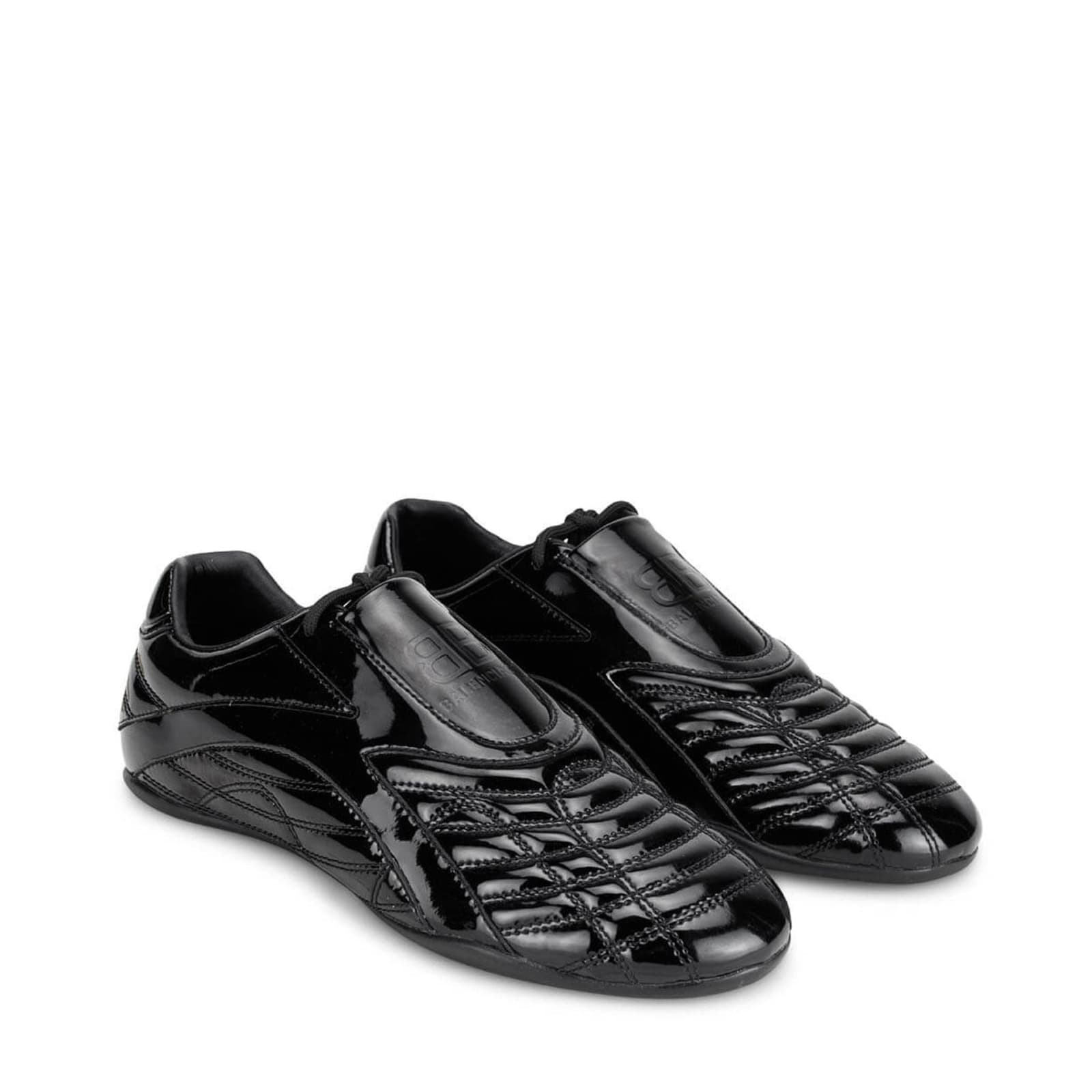 Shop Balenciaga Zen Leather Sneakers In Black