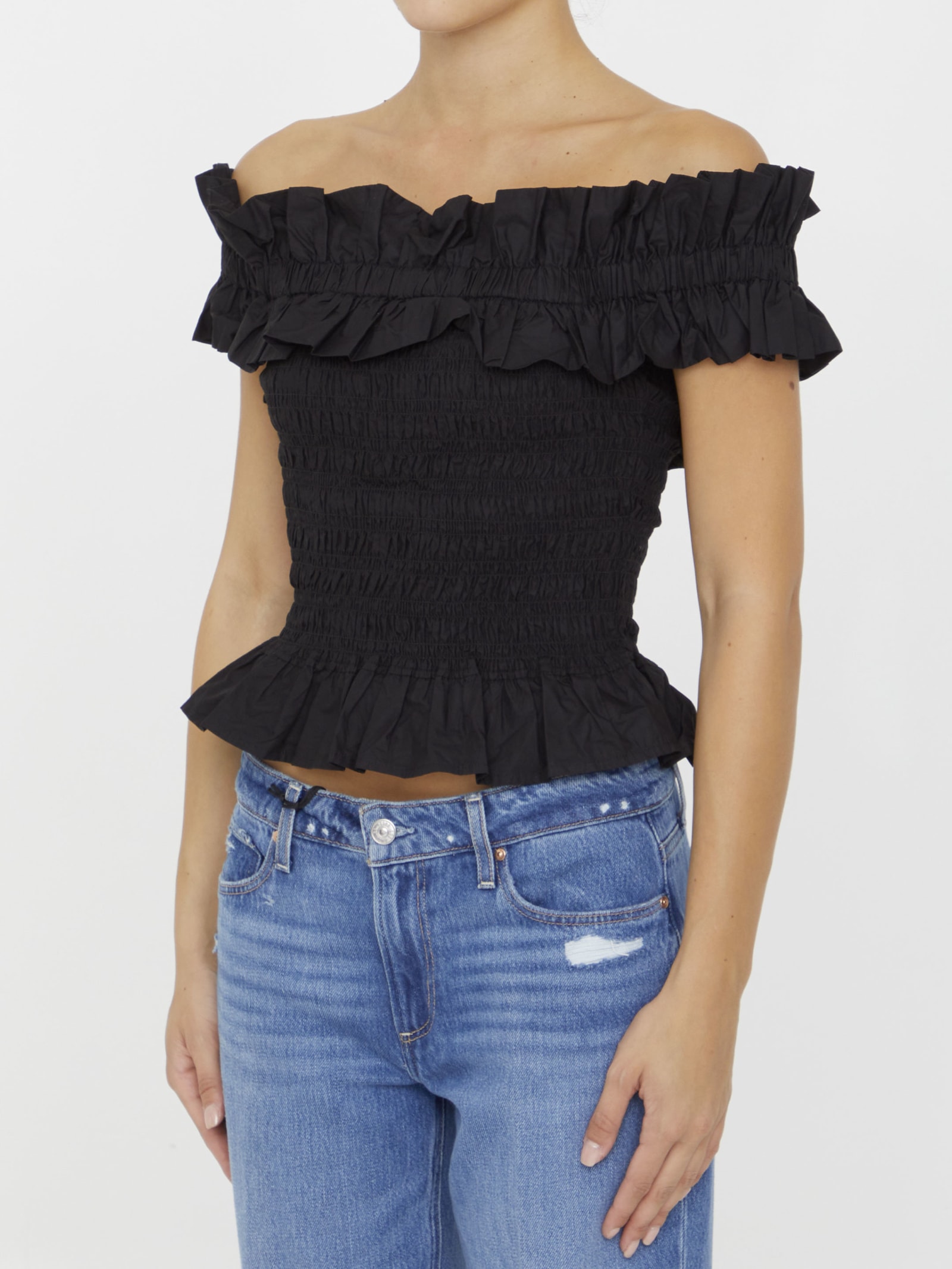 Ganni off shoulder online top