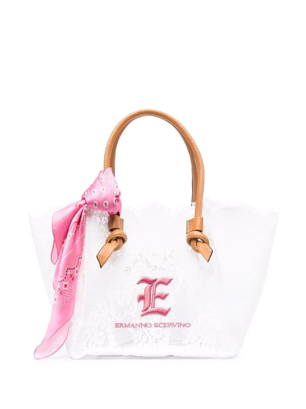 Ermanno Scervino Lovelace Small Shopper Bag With Fuchsia Foulard