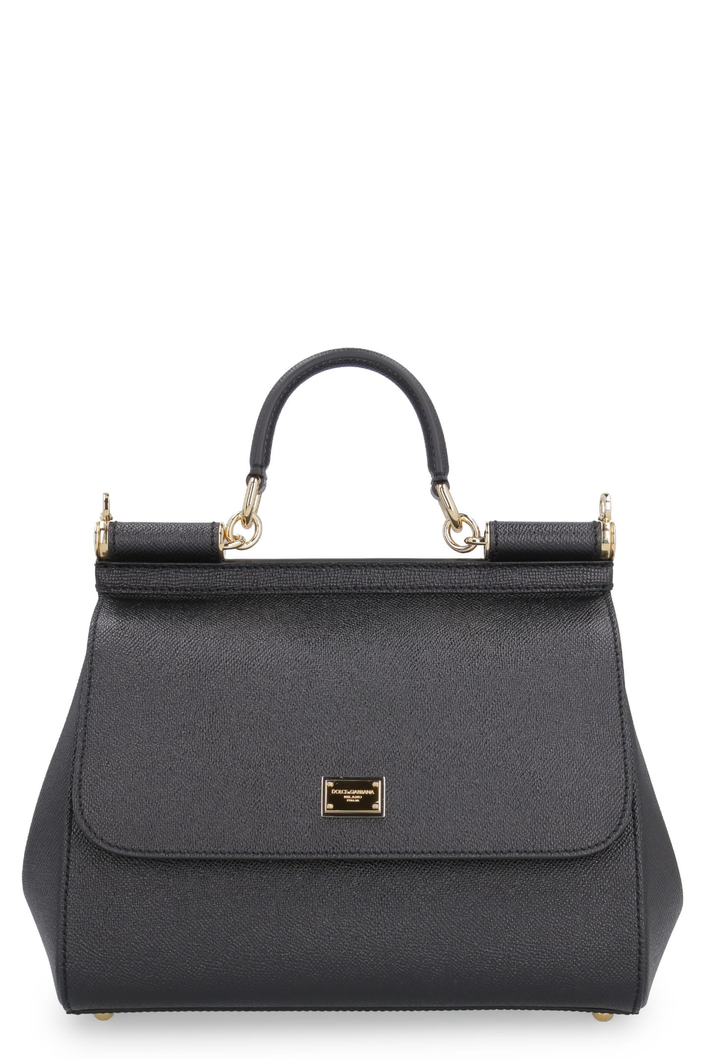 Shop Dolce & Gabbana Sicily Leather Handbag In Black