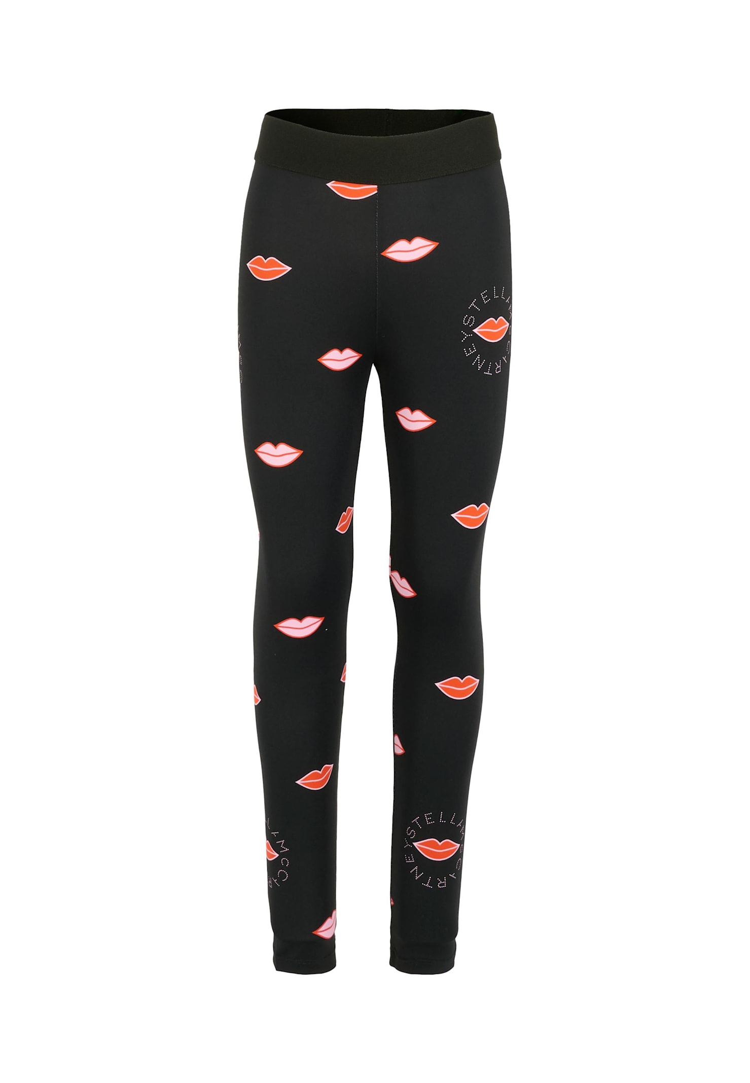 Stella Mccartney Black Leggings For Girl With Mouth In Black