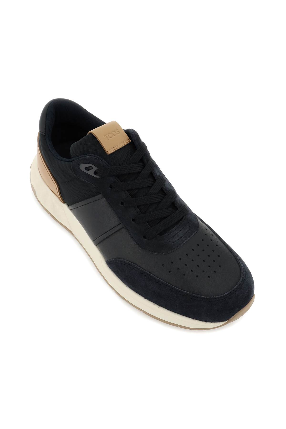 Shop Tod's Leather And Techno Fabric Sneakers