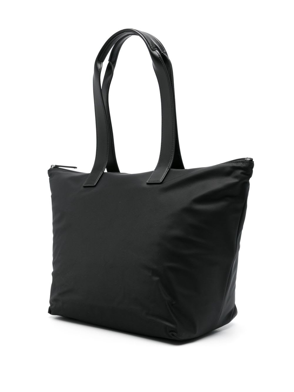 Emporio Armani Asv Medium Shopper Bag In Recycled Nylon In Black
