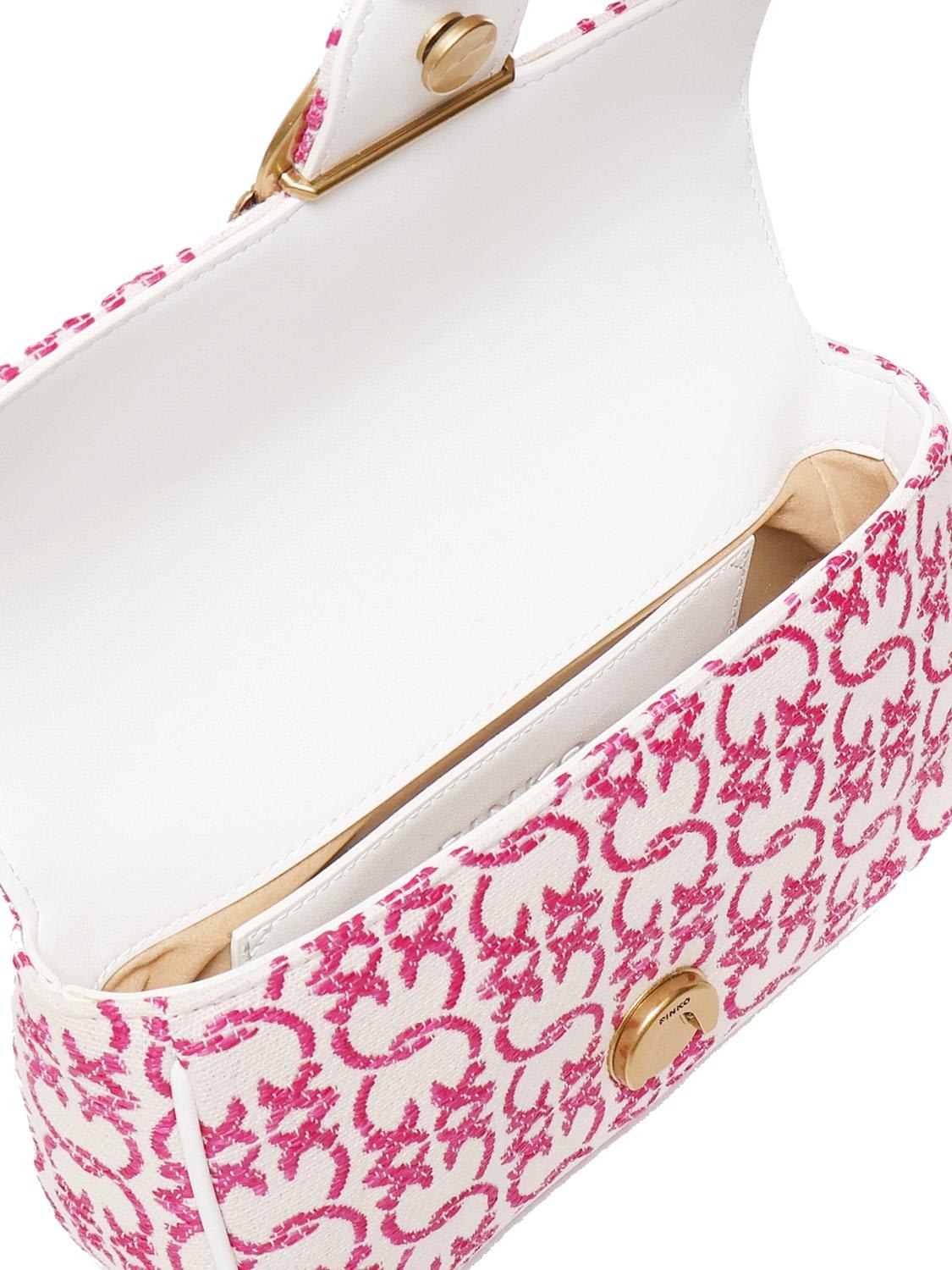 Shop Pinko Love One Logo Jacquard Mini Shoulder Bag