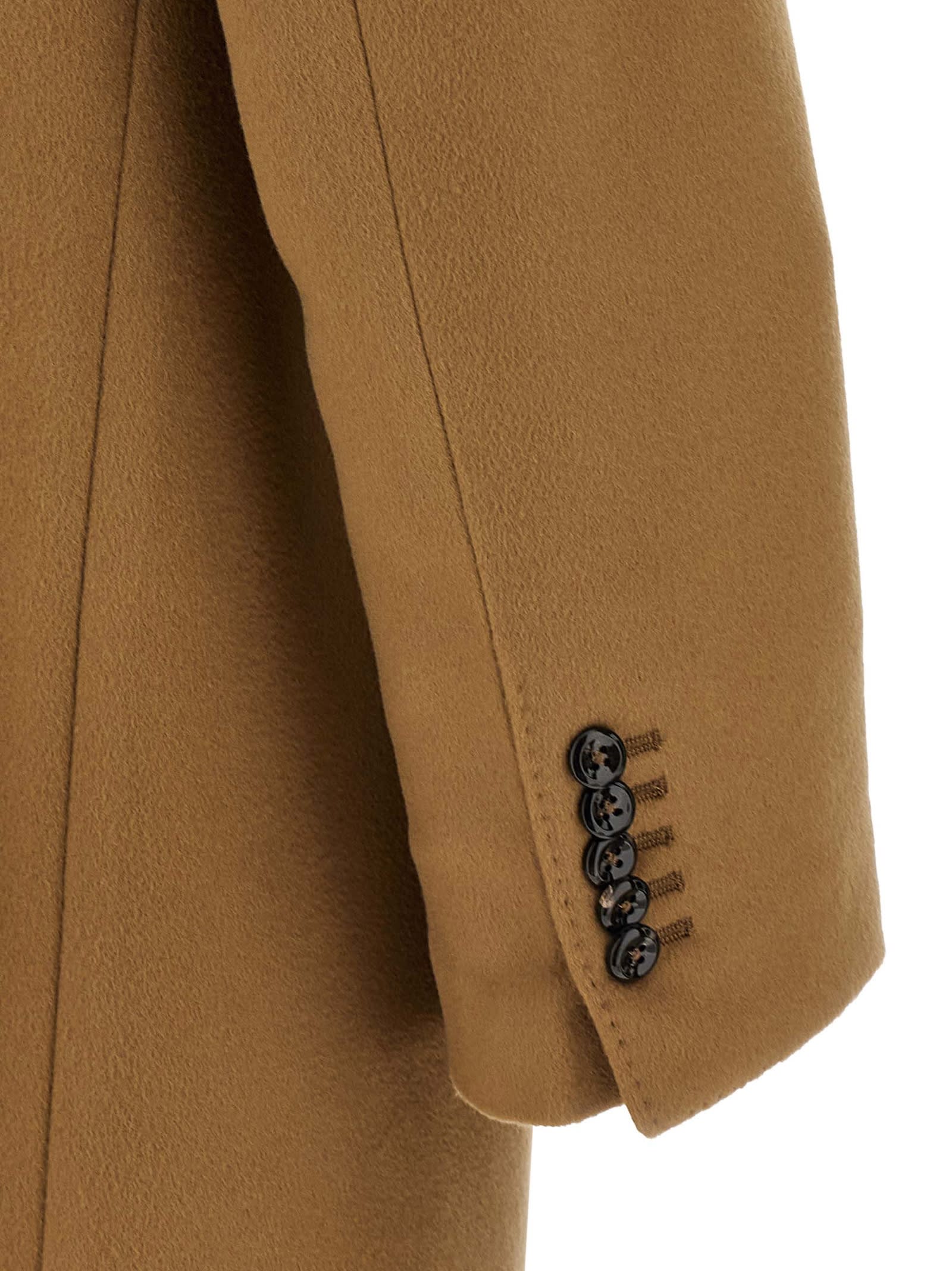 Tagliatore Double-breasted Londra Coat Featuring Pockets In Brown