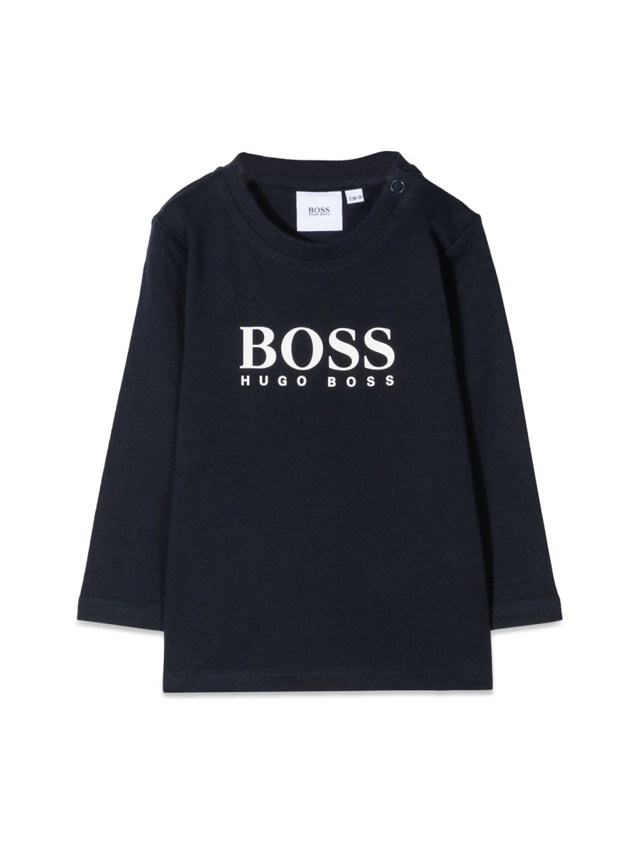 Shop Hugo Boss Long Sleeve Tee Shirt In Blue