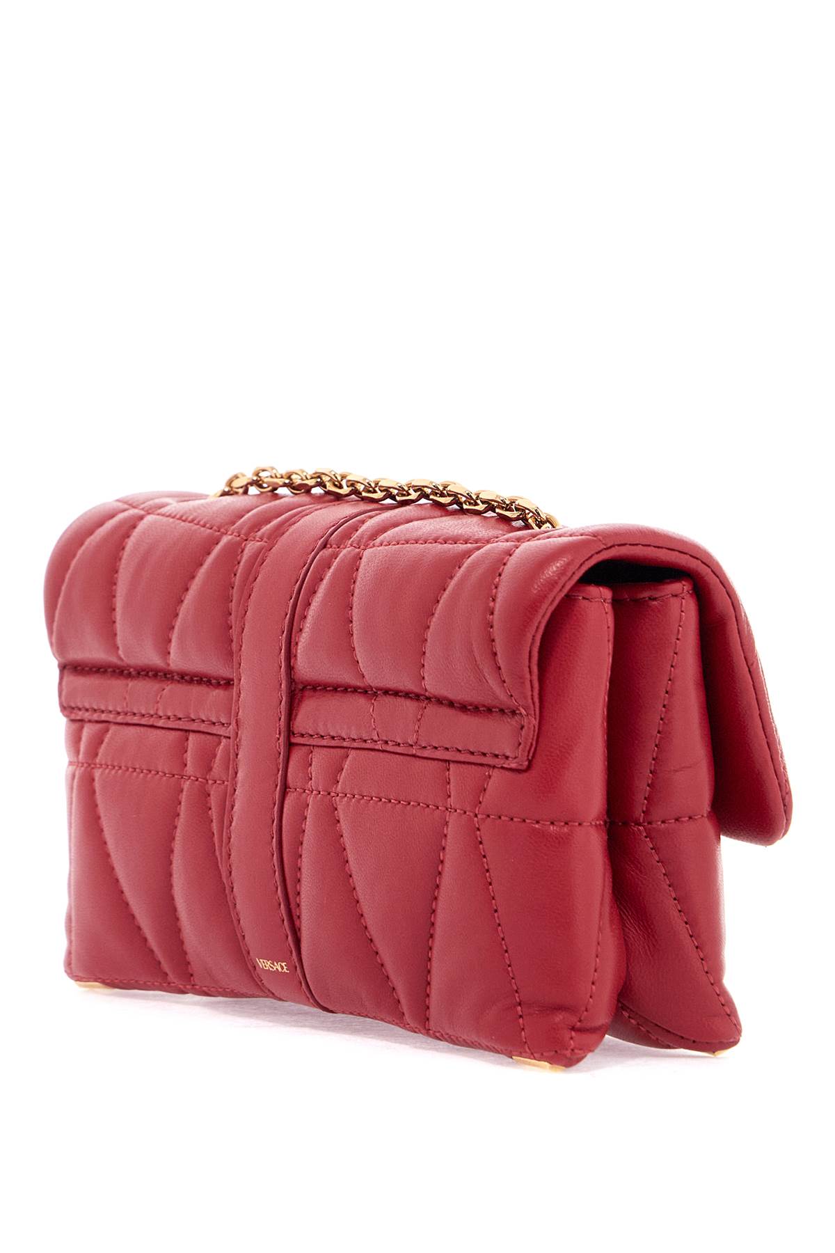 Versace Cleio Small Red Leather Crossbody Bag In Lipstick Red- Gold (red)