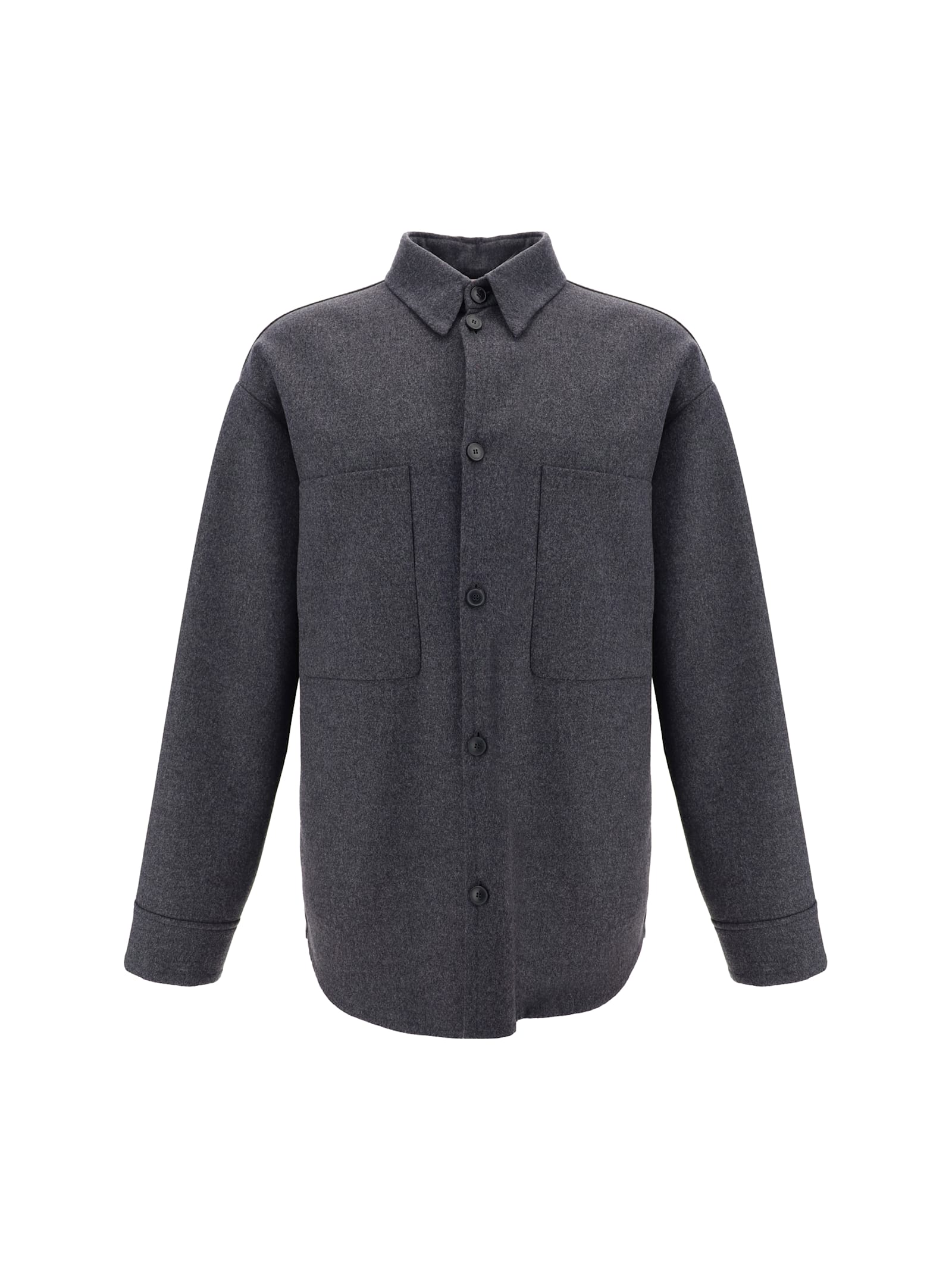 Shop Valentino Shirt Jacket In Grigio Melange