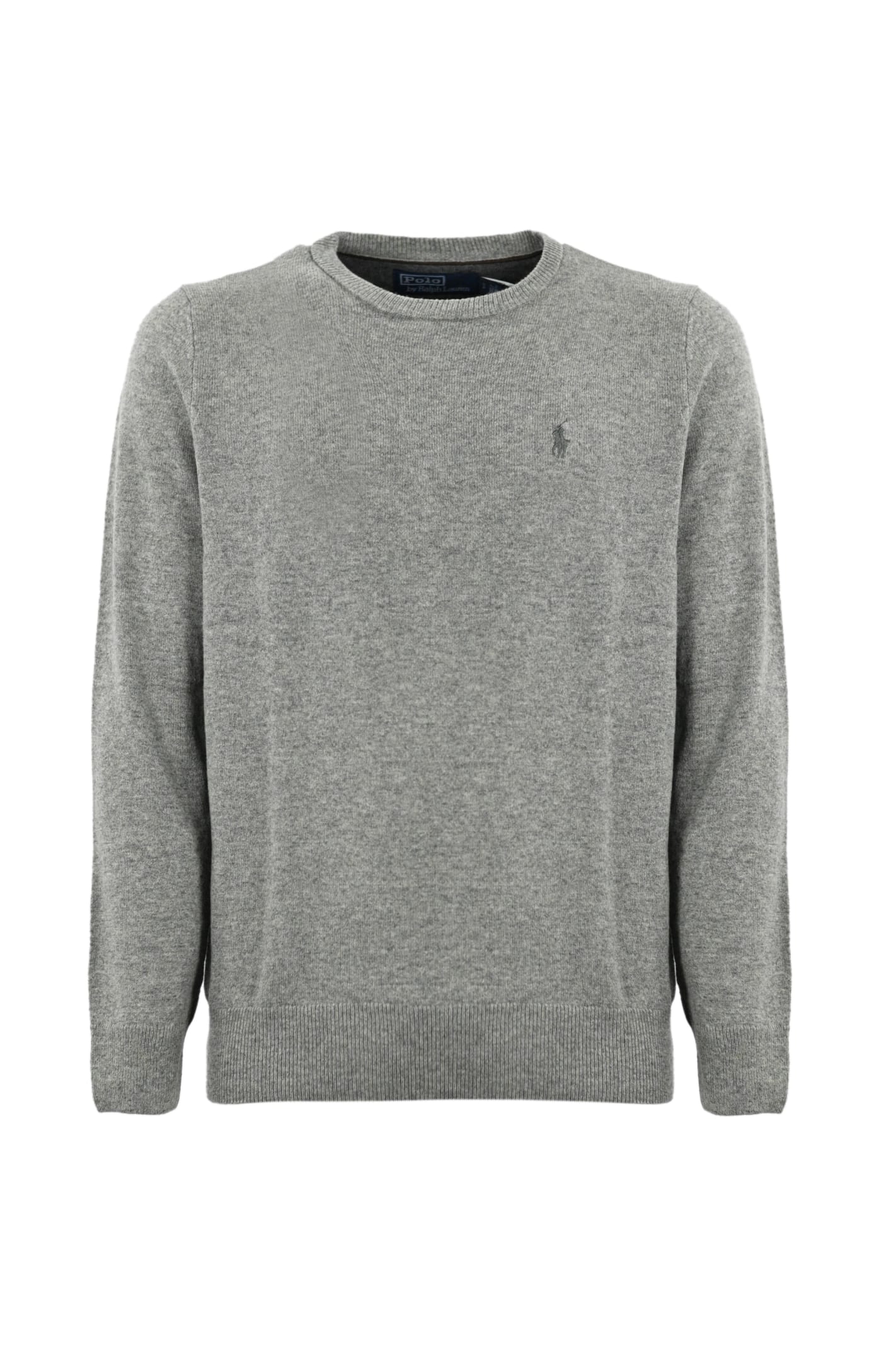 Shop Polo Ralph Lauren Wool Sweater With Pony In Grey