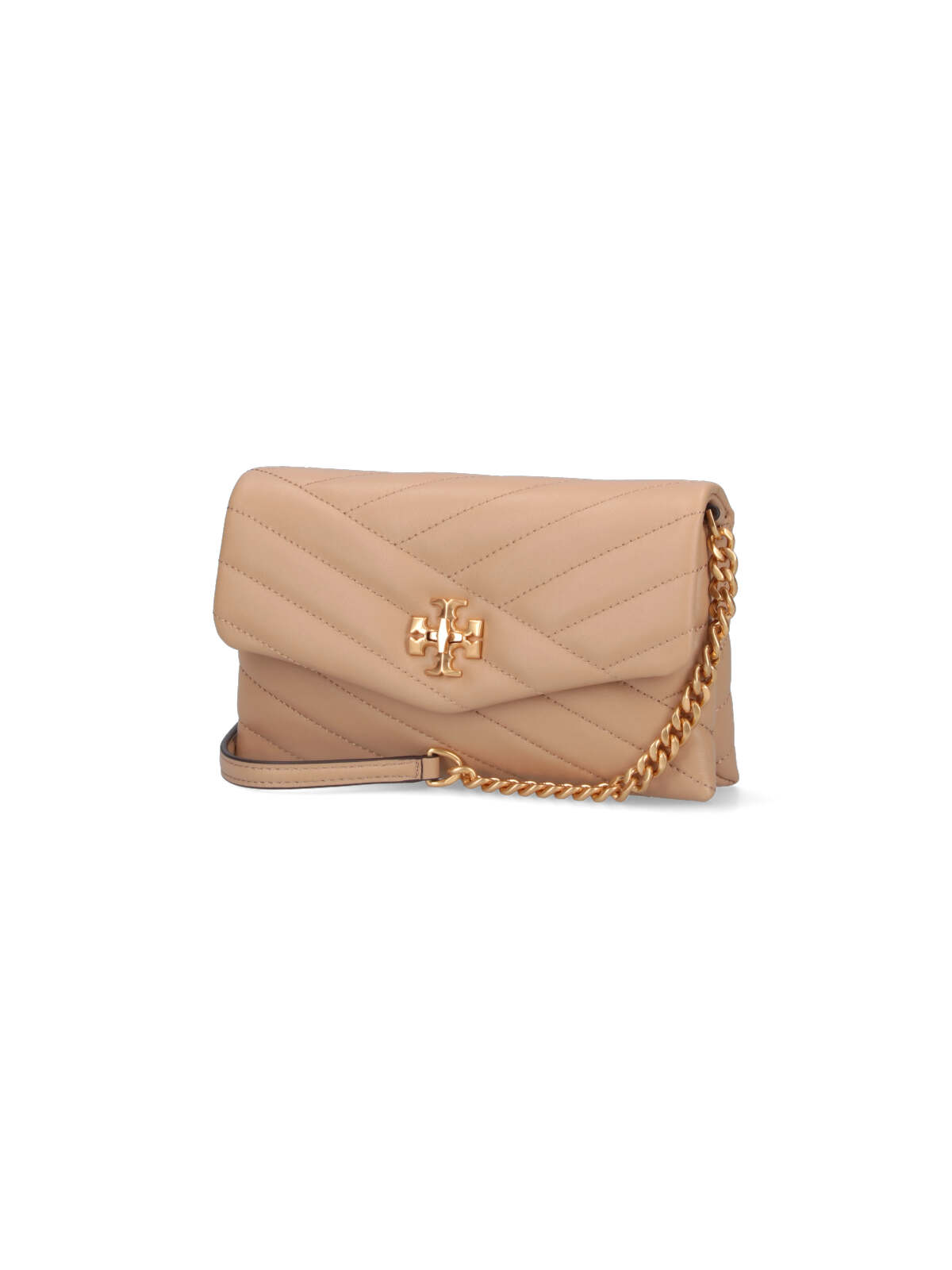 Shop Tory Burch Kira Chain Wallet In Beige