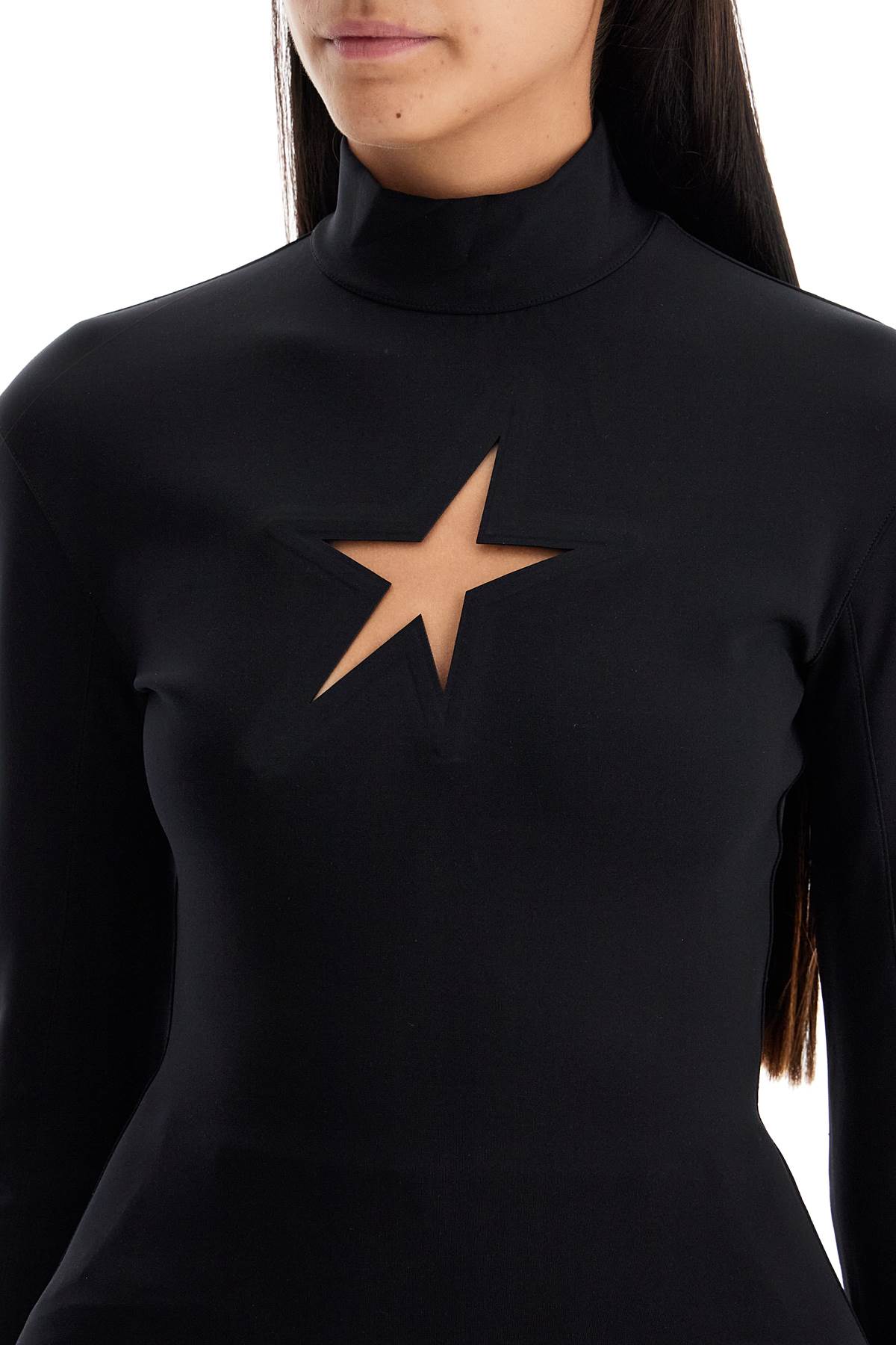 Shop Mugler Long-sleeved Star Top For In Black (black)