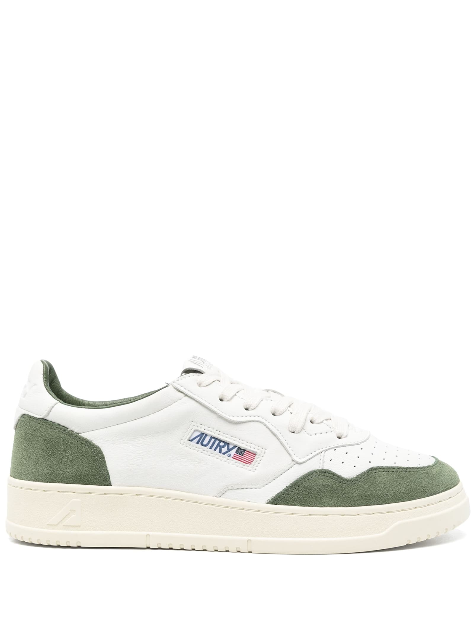Medalist Low Sneakers In Military Green Suede And White Leather
